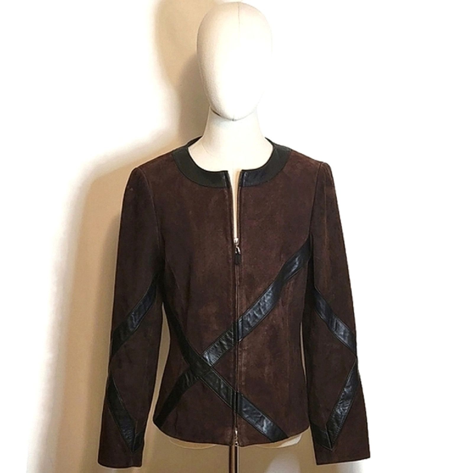 Nordstrom Nordstrom Studio 121 Brown Suede Leather Jacket Zip Front S Size S / US 4 / IT 40 - 14 Thumbnail