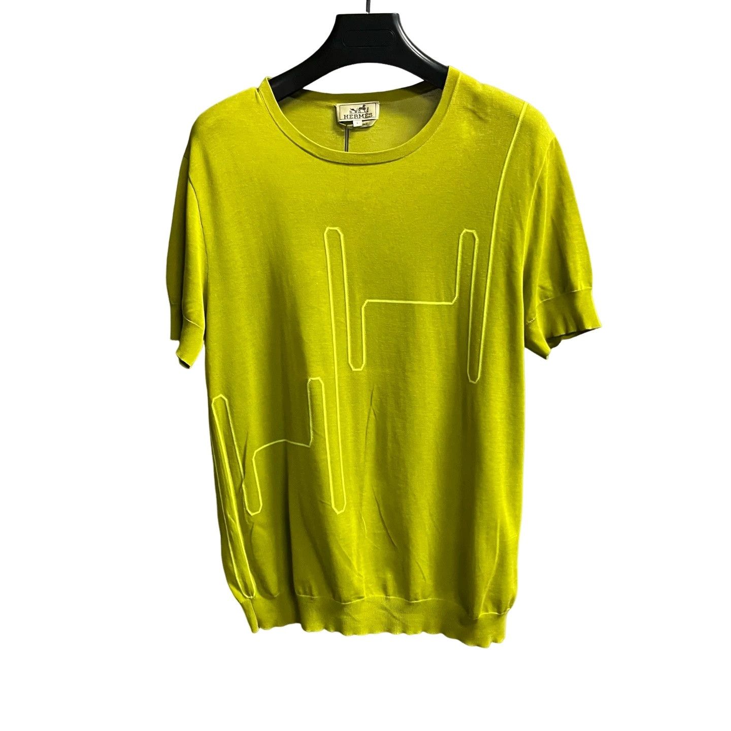 Hermes Hermes Apple Green Geometric Knit T-Shirt Size L Size US L / EU 52-54 / 3 - 1 Thumbnail