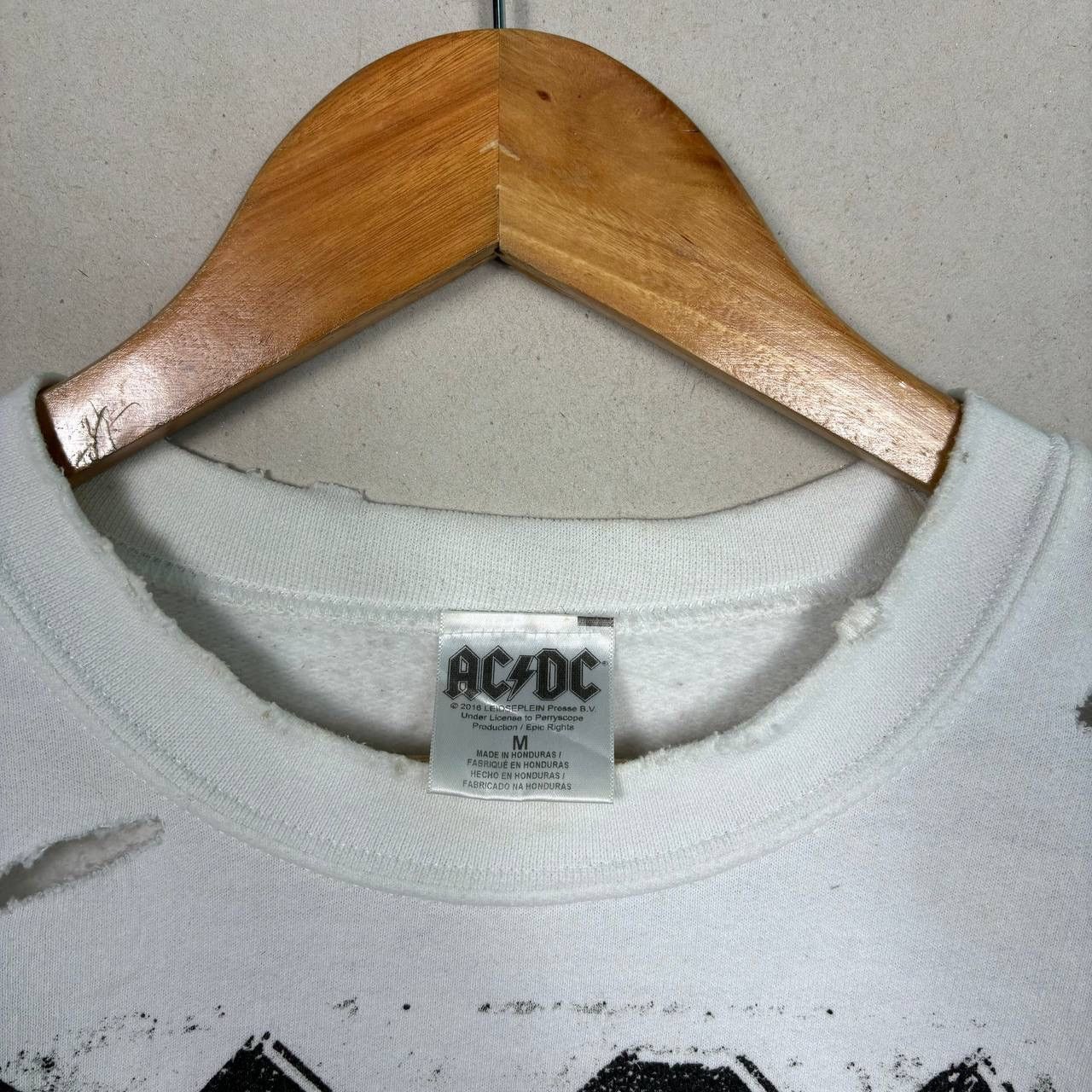 AC/DC Thrashed AC/DC No Bull White Distressed Sweatshirt ERD Size US M / EU 48-50 / 2 - 5 Thumbnail