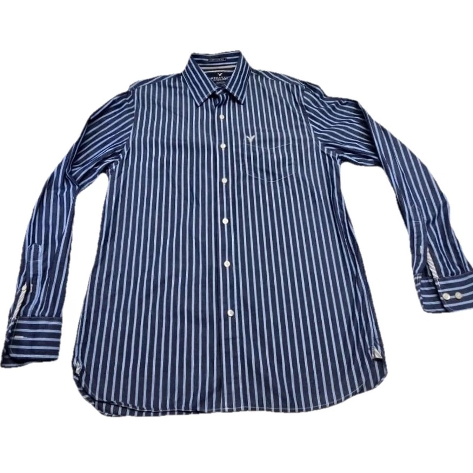 American Eagle Outfitters American Eagle Outfitters Shirt Mens L Blue White Stripe Button-Down Size US L / EU 52-54 / 3 - 2 Thumbnail