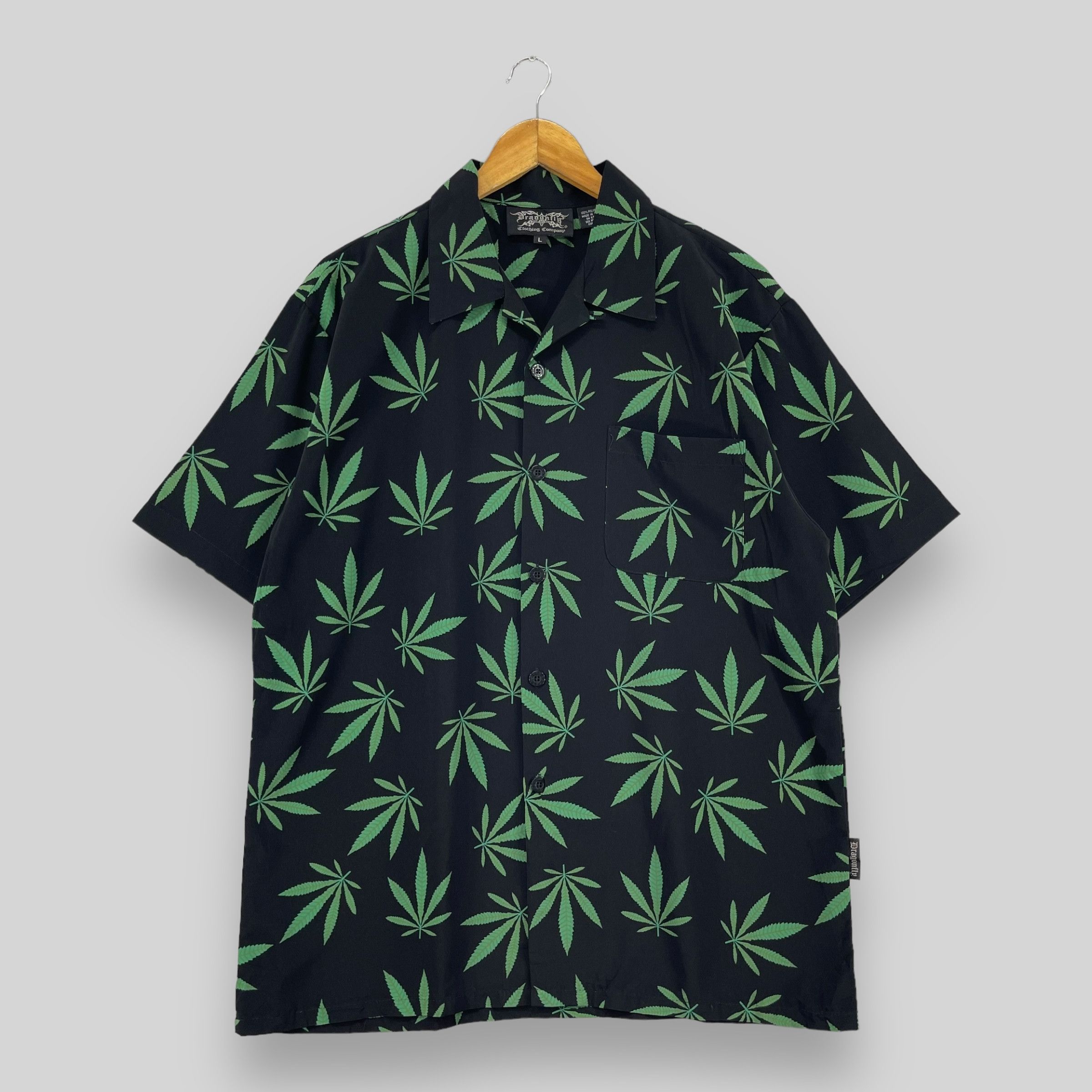 Japanese Brand × Snoop Dogg × Vintage Vintage Marijuana Smoke Weed All Over Print Button Up Shirt Size US L / EU 52-54 / 3 - 1 Thumbnail