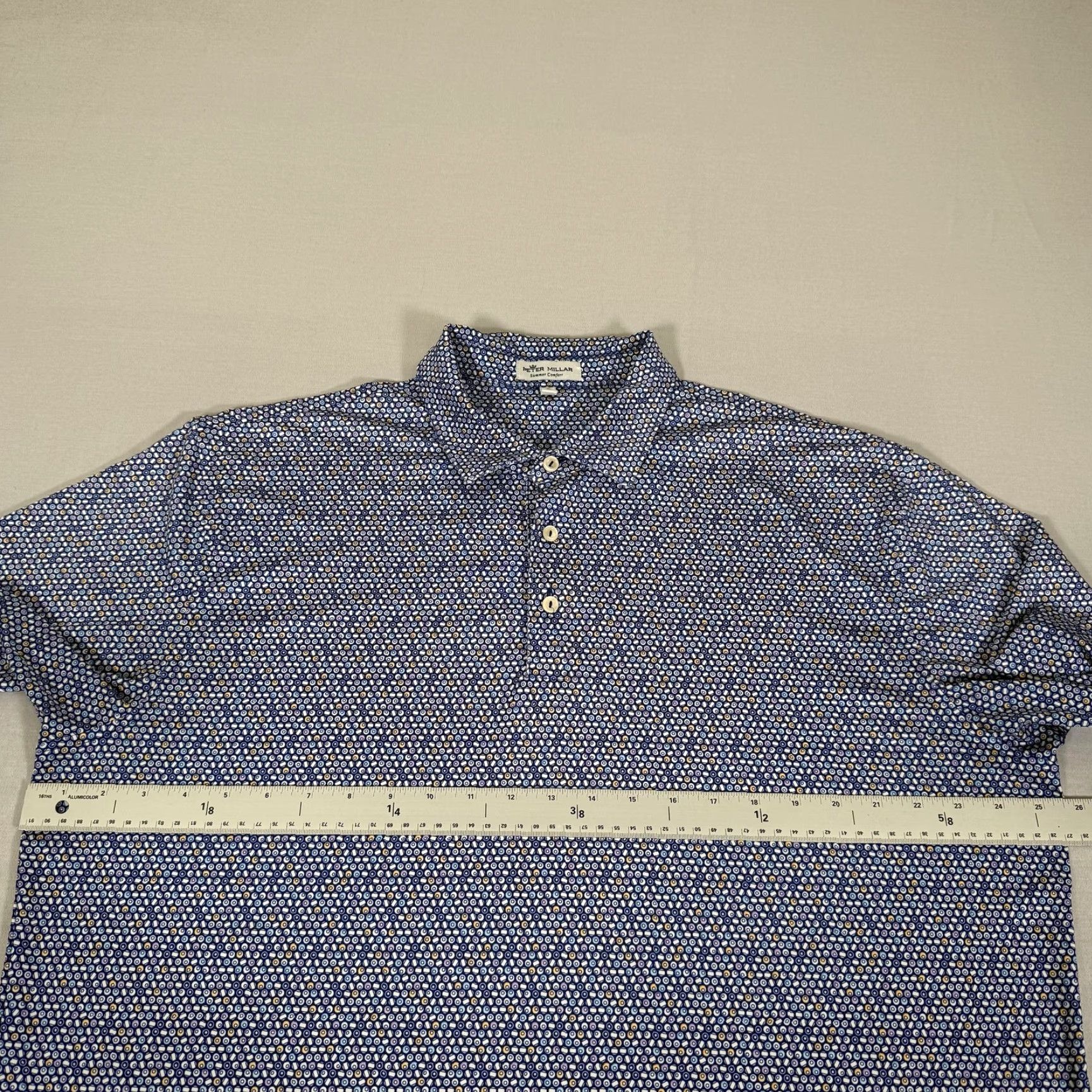 Peter Millar PETER MILLAR Polo Shirt Mens Large Blue Summer Comfort Geometric Print Golf Size US L / EU 52-54 / 3 - 5 Thumbnail