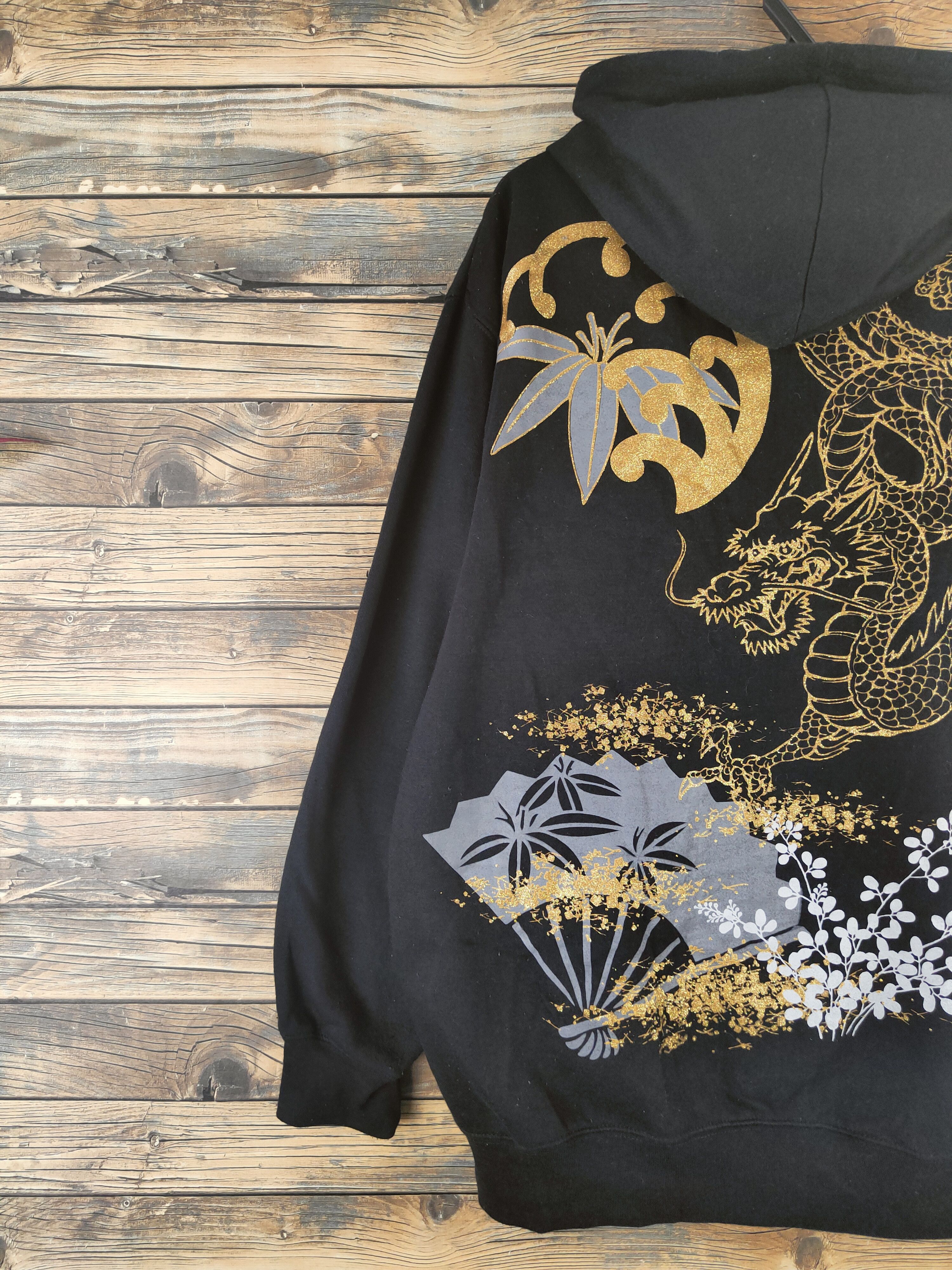 Japanese Brand DL Just Well dragon japan Black Hoodie Sweaters #46-036 Size US XL / EU 56 / 4 - 10 Thumbnail