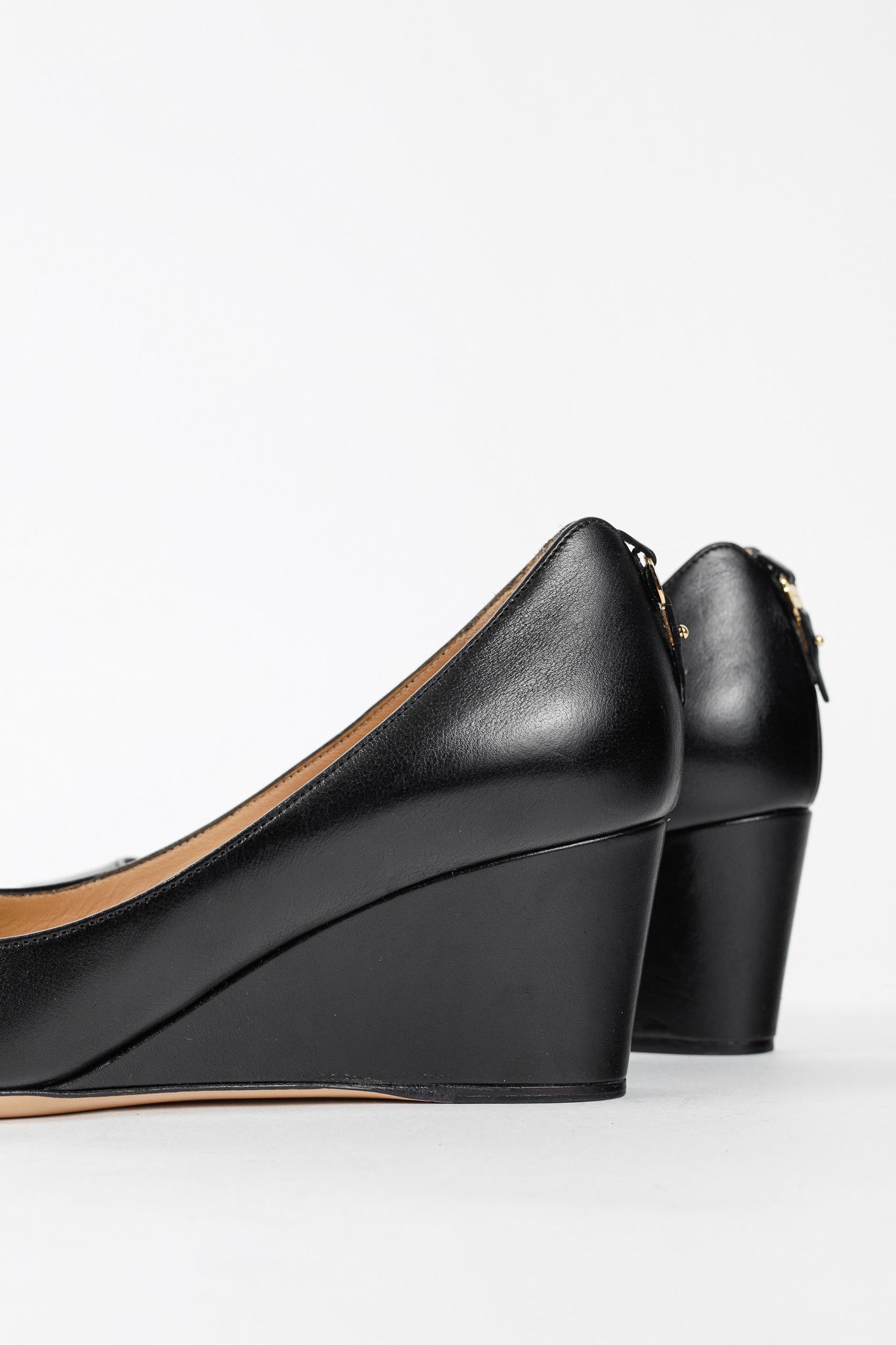 Salvatore Ferragamo Salvatore Ferragamo Pearlette Black Peep-Toe Wedge Heels Size US 6 / IT 36 - 8 Thumbnail