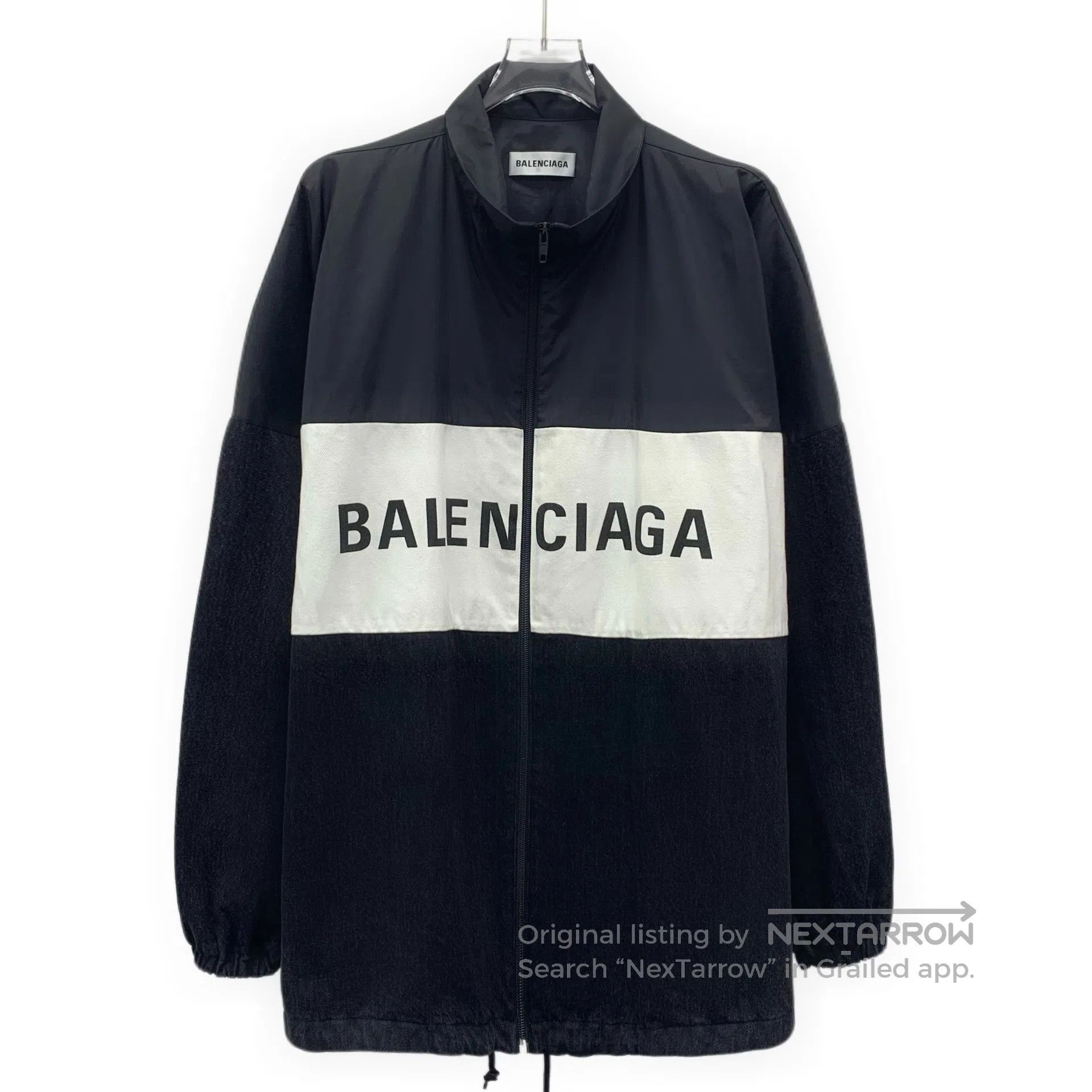 Balenciaga Balenciaga Black logo letter print stand collar zip-up lon Size XXS / US 00 / IT 34 - 1 Thumbnail