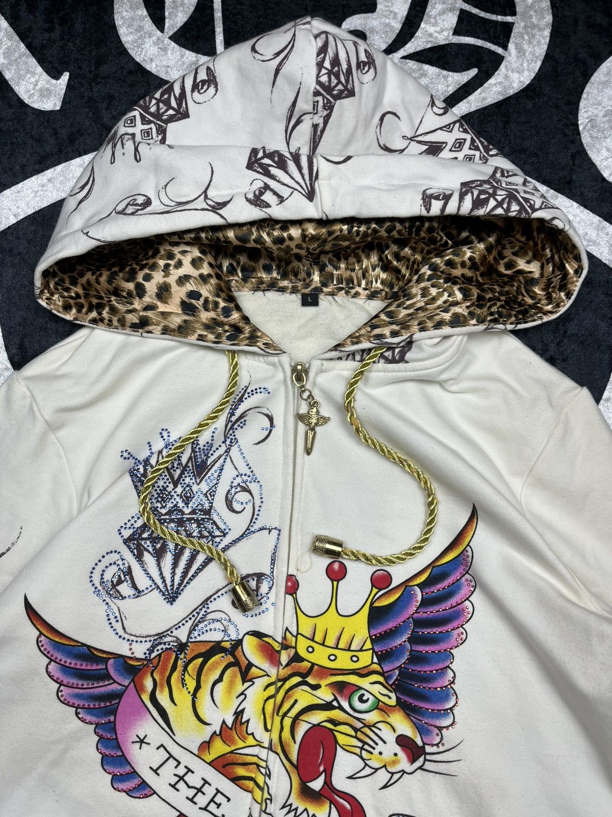 If Six Was Nine LGB IfSixWasNine Ed Hardy Style Leopard Fur Faux Zip Hoodie Size L / US 10 / IT 46 - 6 Thumbnail