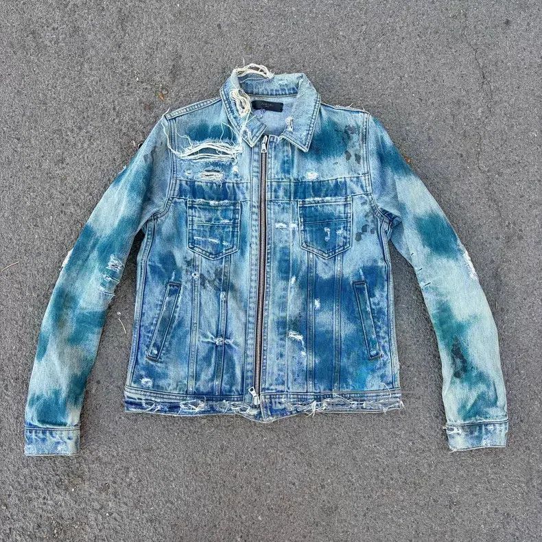 Amiri Amiri Torn oil-stained denim jacket Size US S / EU 44-46 / 1 - 1 Thumbnail