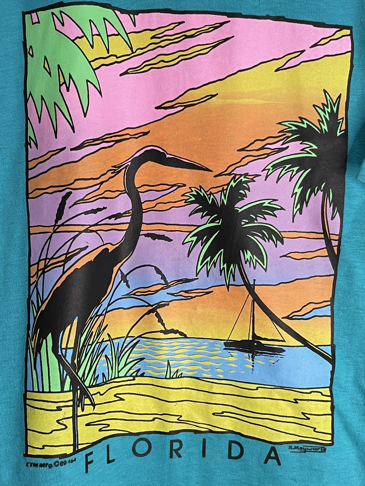 Vintage Vintage 1989 Florida flamingo graphic animal T-shirt Size US L / EU 52-54 / 3 - 2 Thumbnail