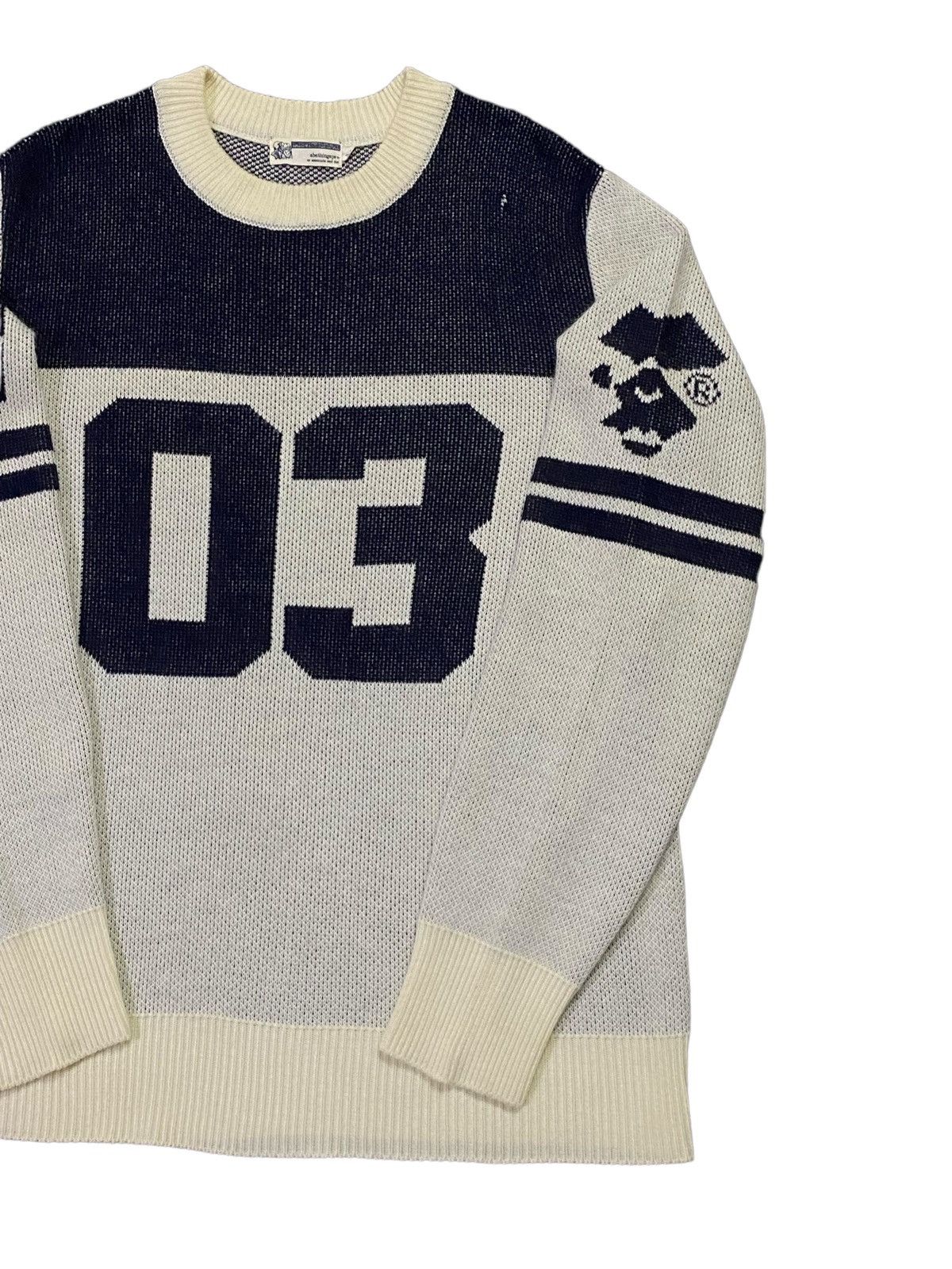 Bape × Nigo Vintage A Bathing Ape Numbering Knit Sweater Size US L / EU 52-54 / 3 - 17 Thumbnail