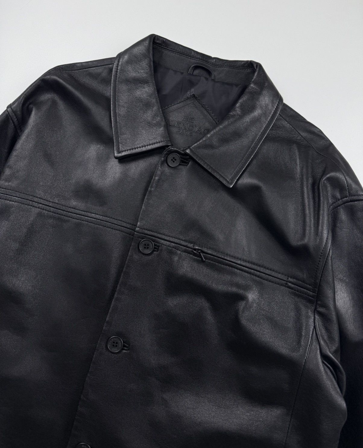 Balenciaga Vintage Balenciaga Buttoned Leather Jacket Size US XL / EU 56 / 4 - 7 Thumbnail
