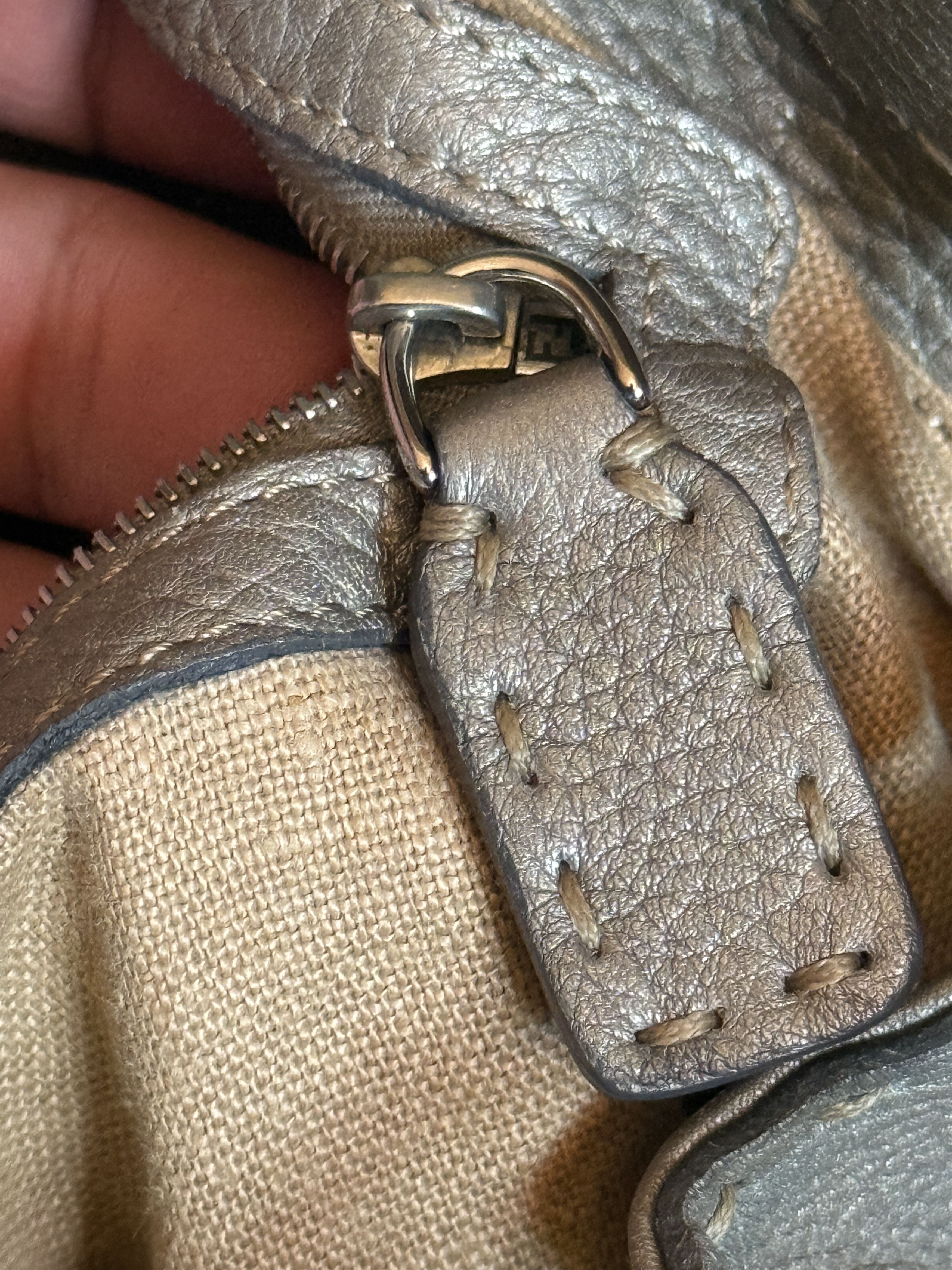 Fendi Fendi Selleria Handbag horse embossed silver gray Size ONE SIZE - 12 Thumbnail