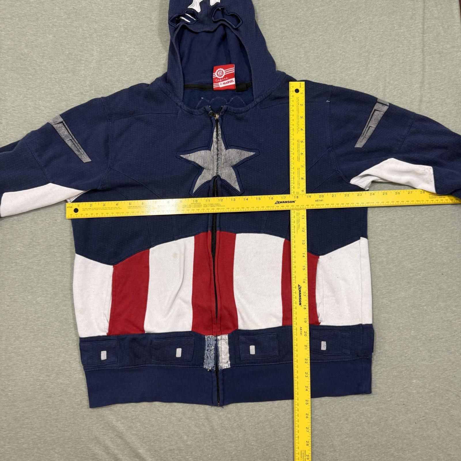 Marvel Comics Captain America Marvel Zip Hoodie Sweatshirt Mask Men's Lg Size US L / EU 52-54 / 3 - 5 Thumbnail