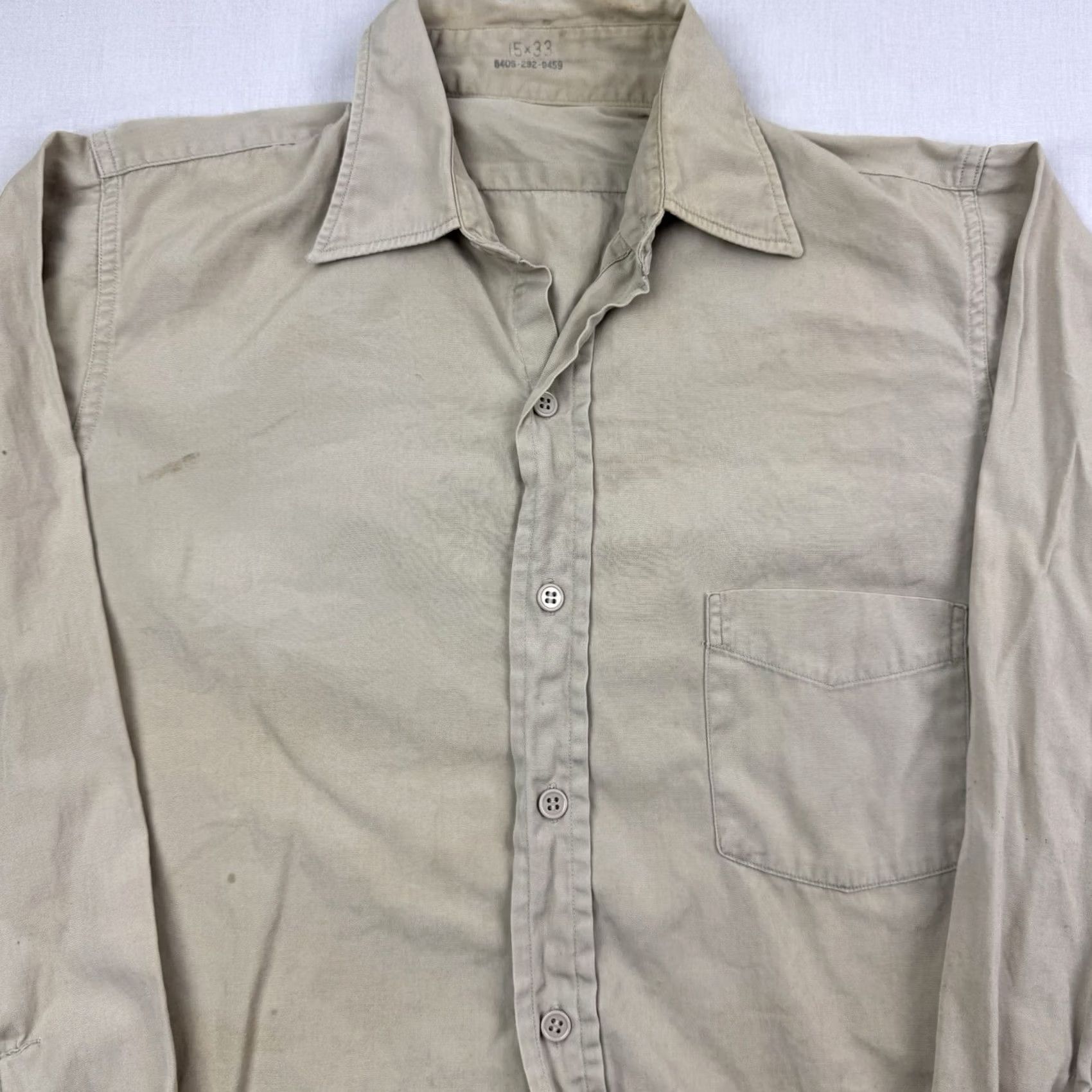 Vintage VINTAGE Army USMC Military Button Up Shirt Adult Medium 1950s True Vintage Beige Mens Size US M / EU 48-50 / 2 - 5 Thumbnail