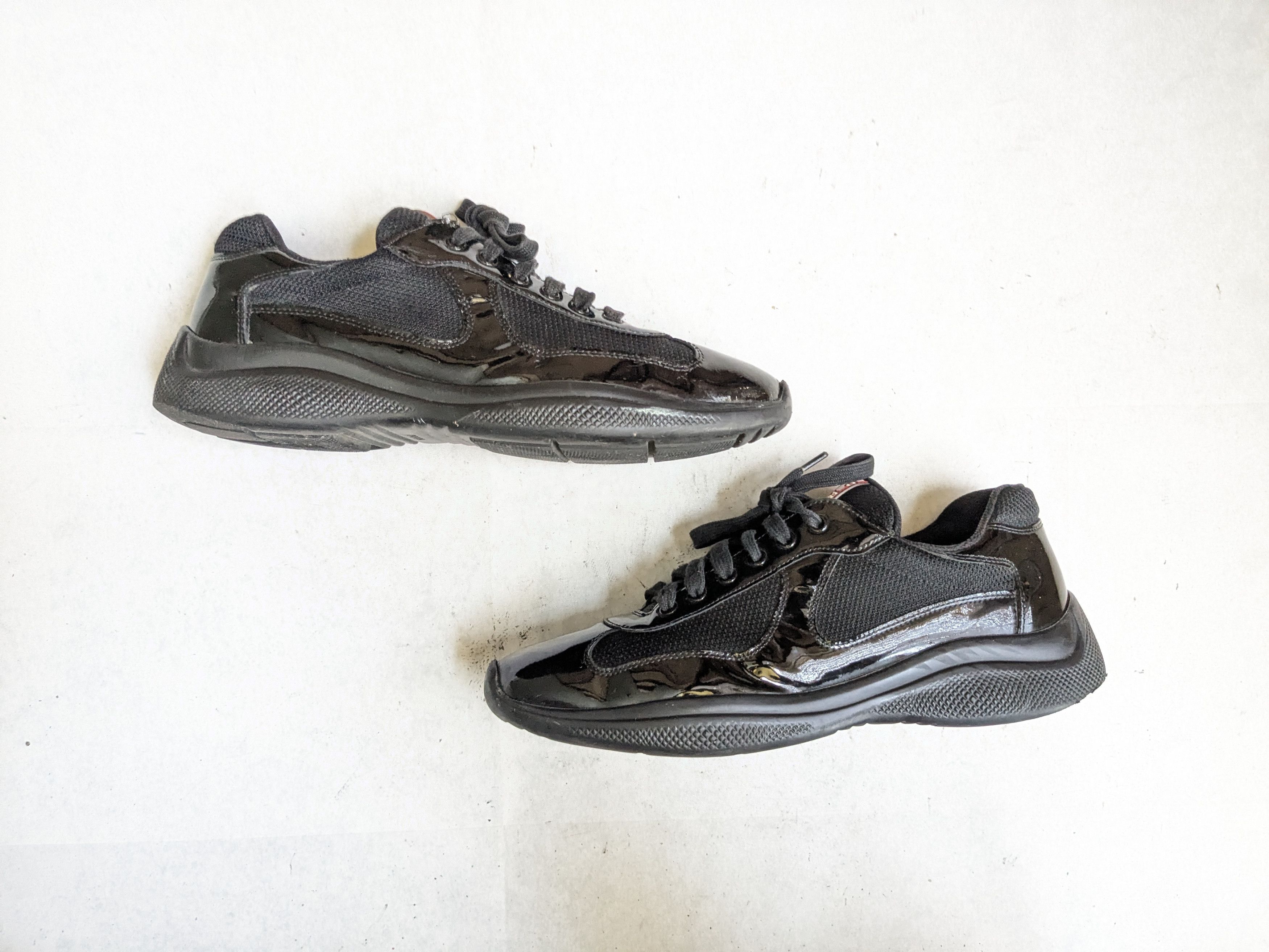 Prada America's Cup Black Patent Leather 10.5 Low Tops