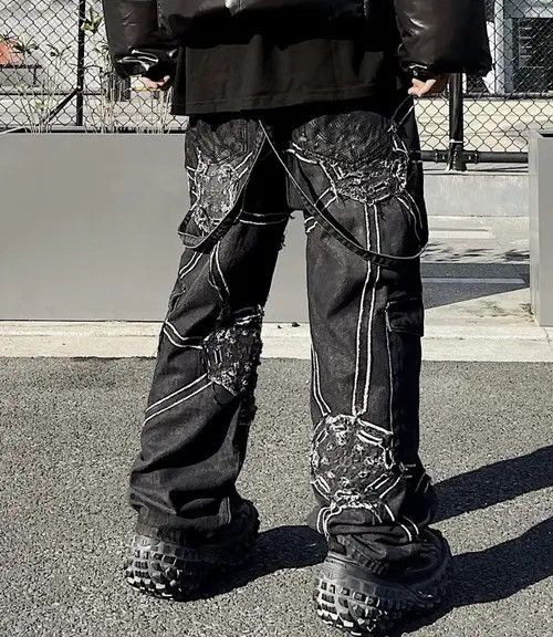 Japanese Brand Minami x Hoshi Utility grunge distressed cargo jeans pants Size US 32 / EU 48 - 3 Thumbnail