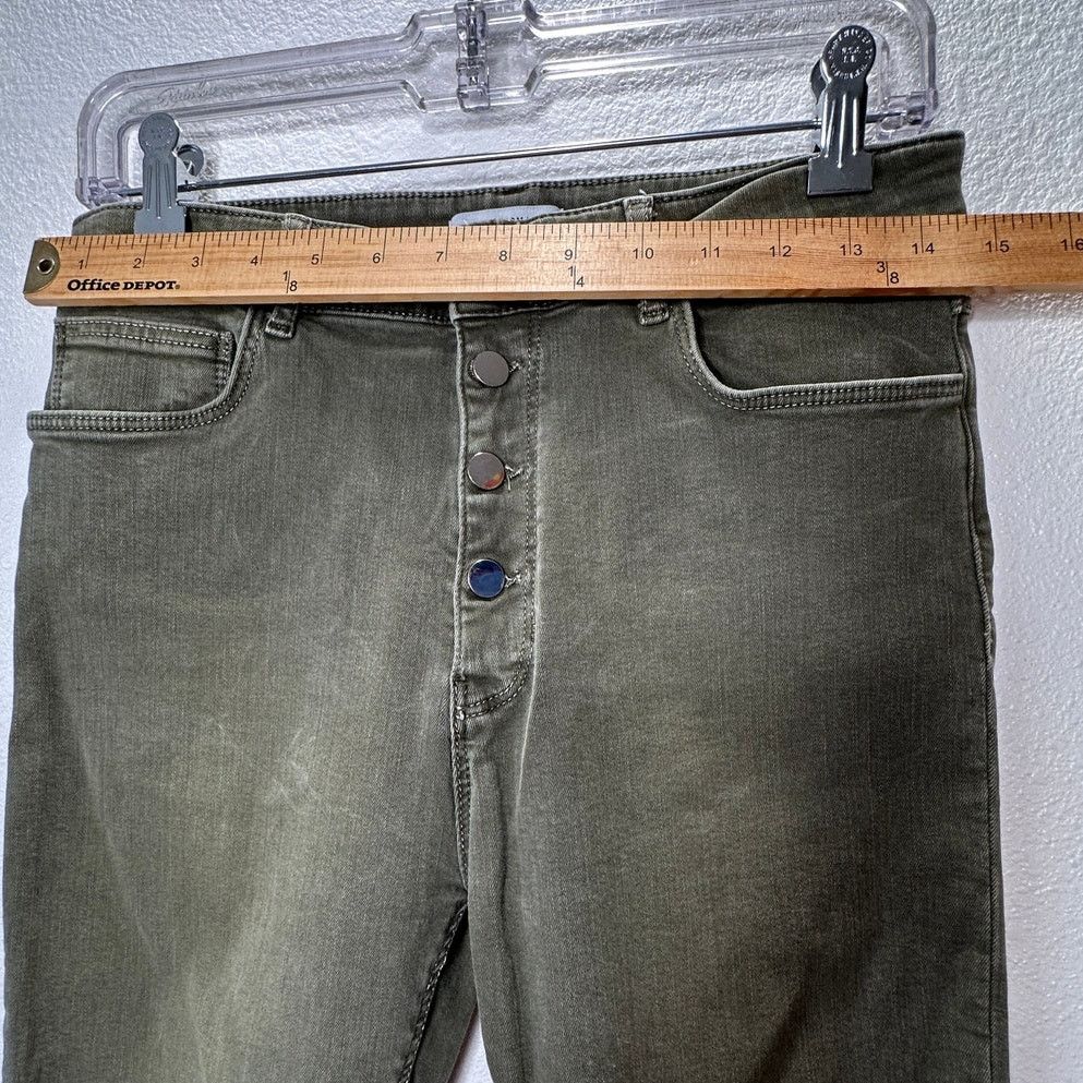 Zara Zara Women Olive Button Fly Distressed Knee Skinny Jean 10 Size 32" / US 10 / IT 46 - 12 Thumbnail