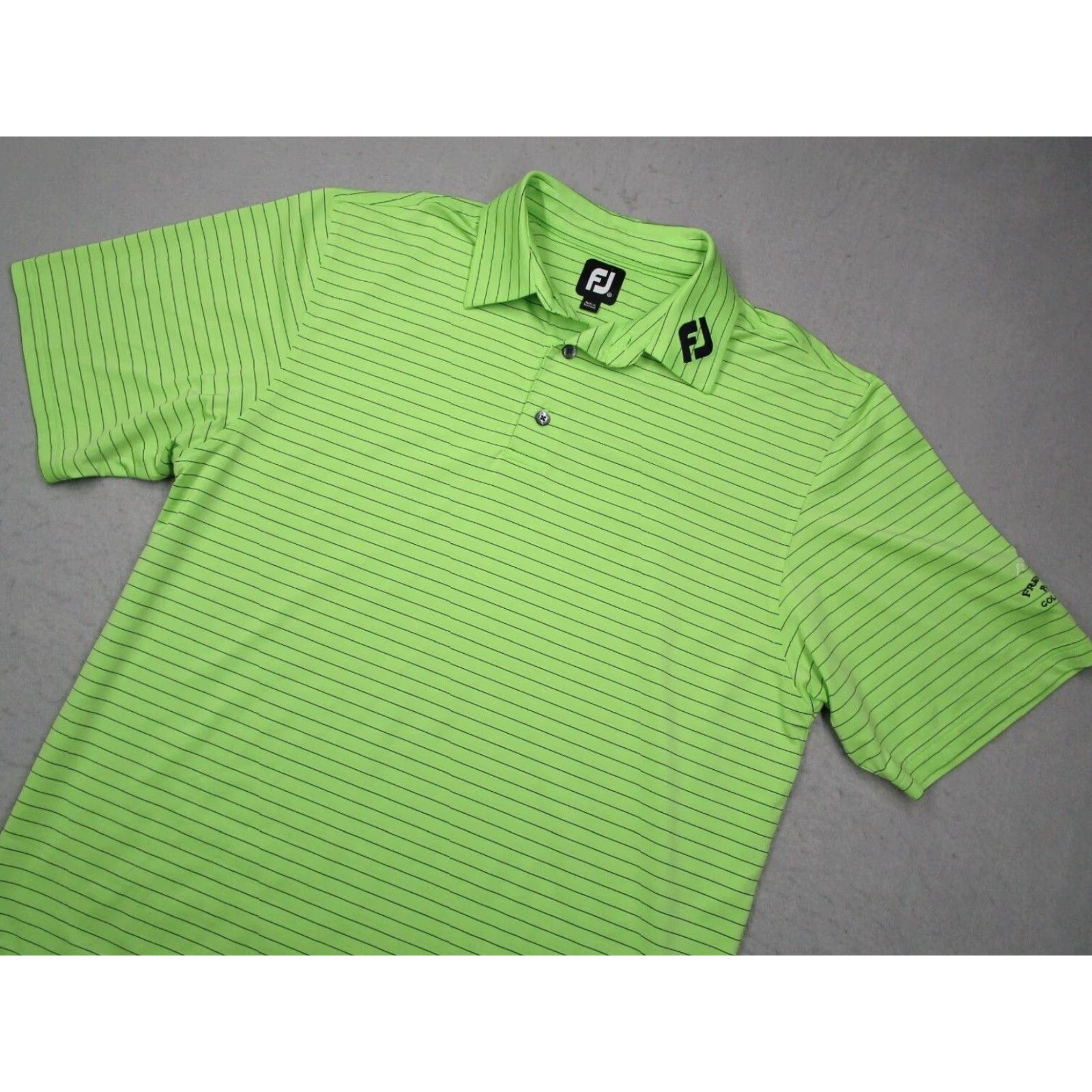 Footjoy FootJoy Polo Shirt Mens M Green Striped Performance Golf Fremont Park Golf Club Logo Embroidered Short Sleeve Polo Size US M / EU 48-50 / 2 - 2 Thumbnail