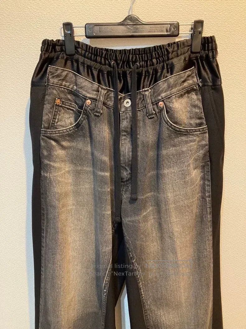 Junya Watanabe Junya Watanabe size XS Denim Patchwork Drawstring Trousers Size US 27 - 4 Thumbnail