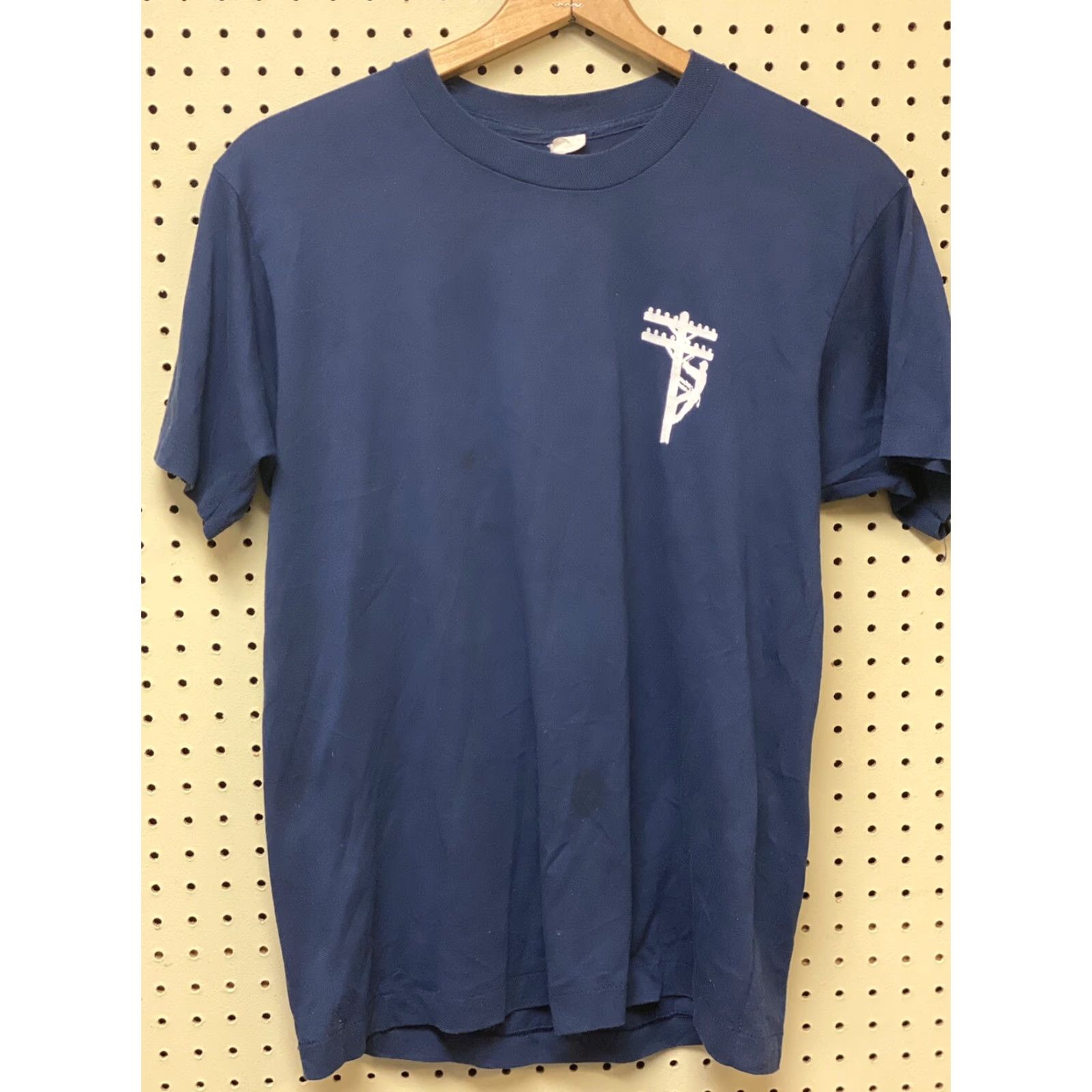 Vintage VINTAGE Lineman Electic Blue Short Sleeve T-shirt Single Stitch L Mens Blue Cotton Blend Crew Neck Stitched Size US L / EU 52-54 / 3 - 2 Thumbnail