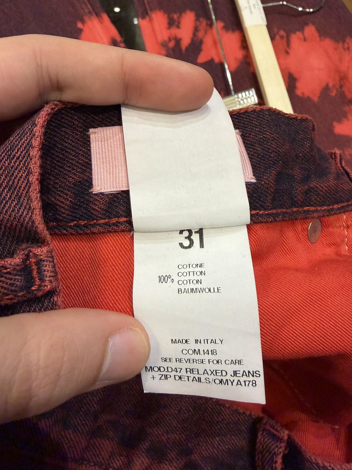 Off-White Off-White Tie Dyed Red Denim Jeans Size US 31 - 4 Thumbnail