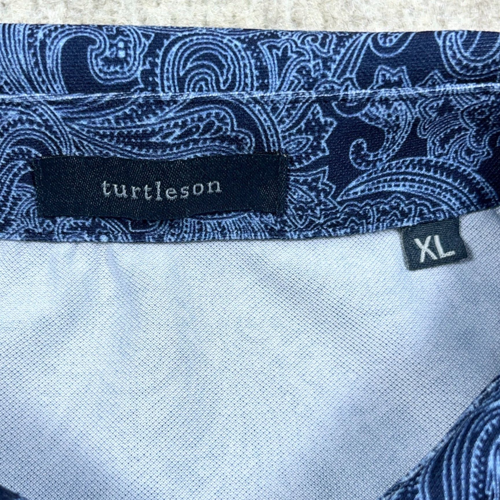 Vintage Turtleson Polo Shirt Men XL Blue Paisley Performance Wicking Quick Dry Golf Mens Size US XL / EU 56 / 4 - 3 Thumbnail