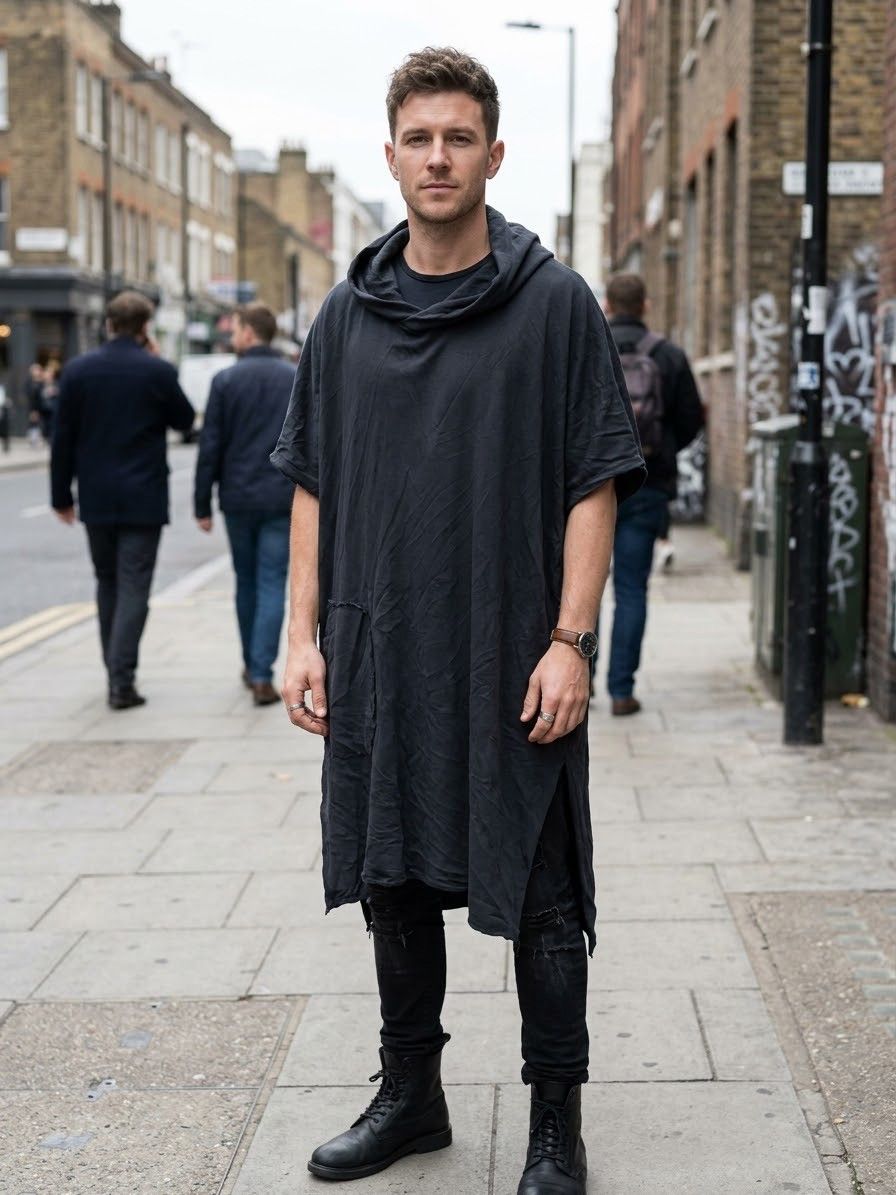 Yohji Yamamoto Y’s Yohji Yamamoto Hooded Tunic Poncho / Washed Black Size US M / EU 48-50 / 2 - 1 Thumbnail