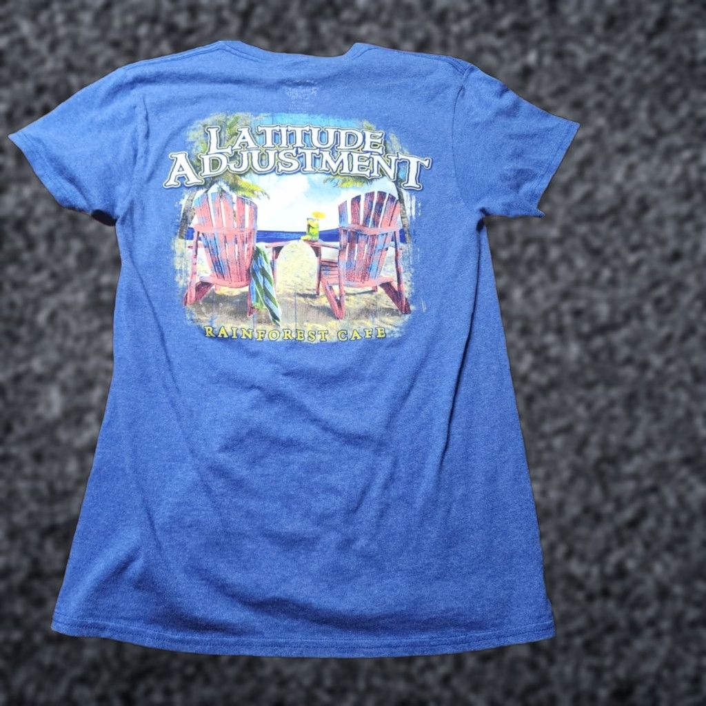 Vintage Rainforest Cafe T-Shirt Adult S Short Sleeve Crew Neck Cotton Blue Logo Graphic Print Unisex Size US S / EU 44-46 / 1 - 1 Thumbnail