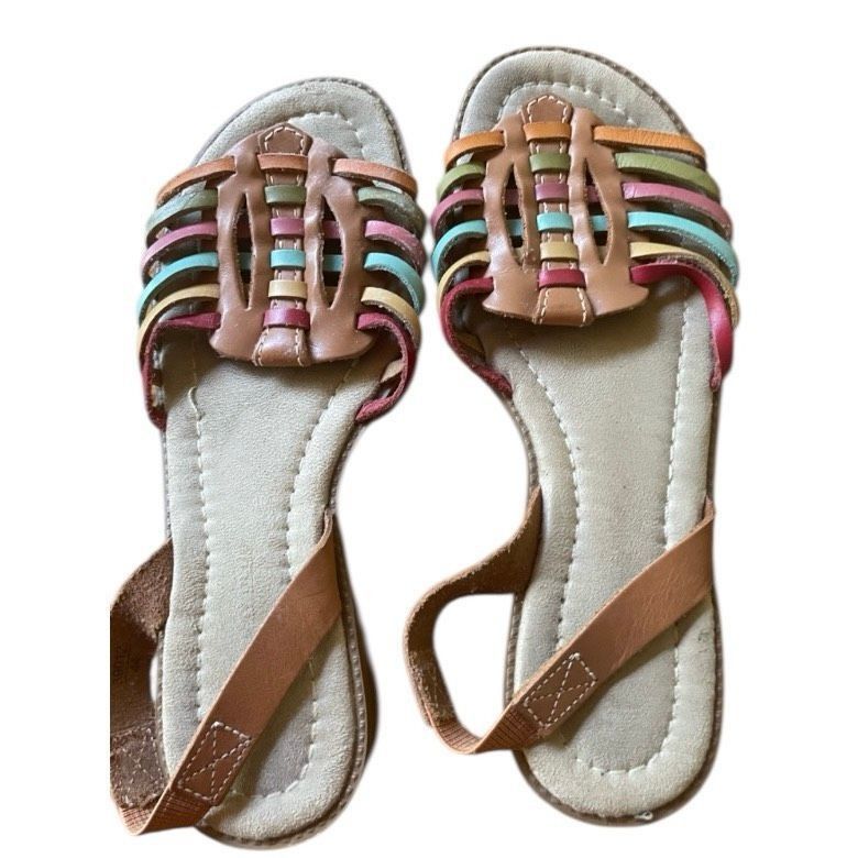Other Montego Bay Club Leather Multicolor Strappy Flat Sandals Wom Size US 8.5 / IT 38.5 - 1 Thumbnail