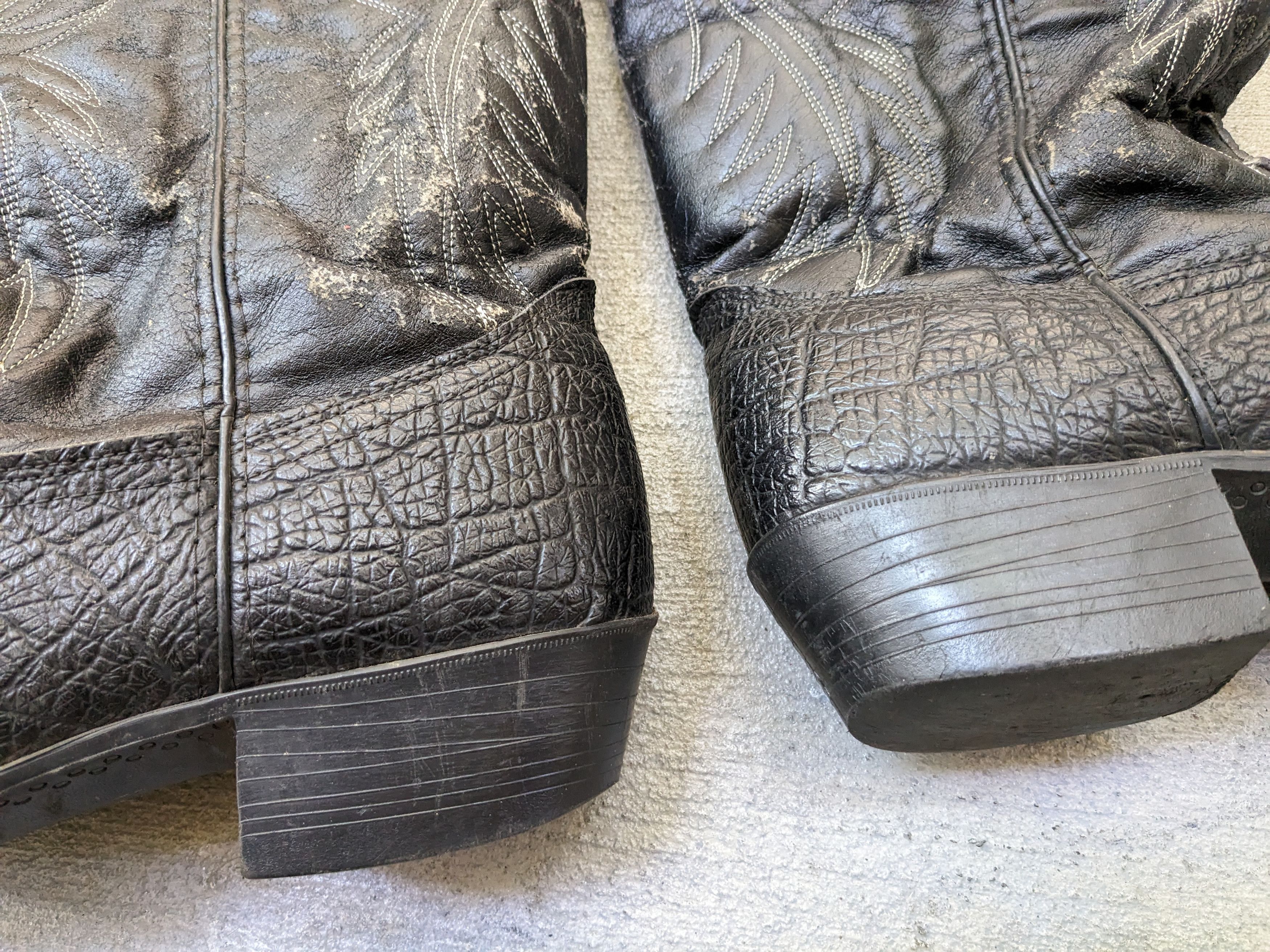 Vintage Vintage Bronco Cowboy Boots 12 Wide Black Faux Leather Vegan Size US 12 / EU 45 - 3 Thumbnail
