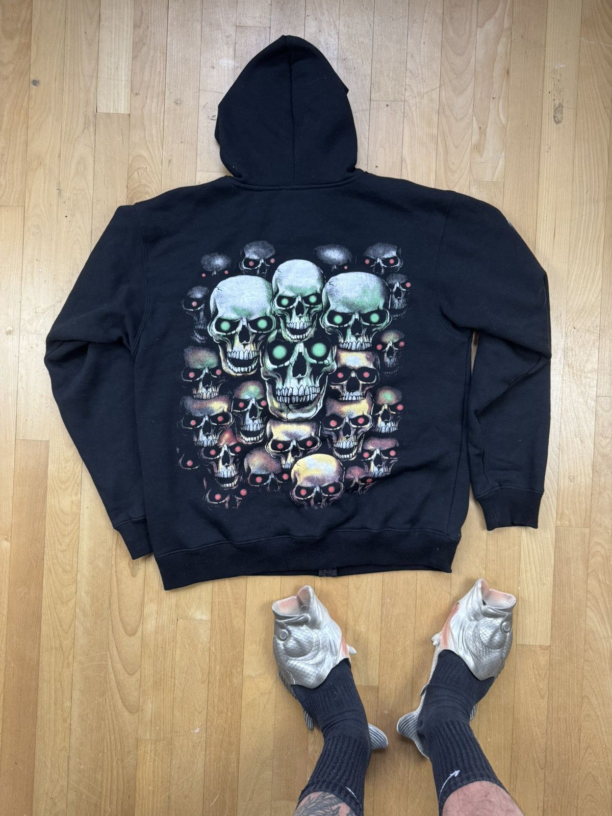 American Edition × Vintage 💀🇺🇸 Vintage 90s 55 DSL Skull Fires Zip Hoodie Y2K Rare Retro Size US M / EU 48-50 / 2 - 2 Thumbnail