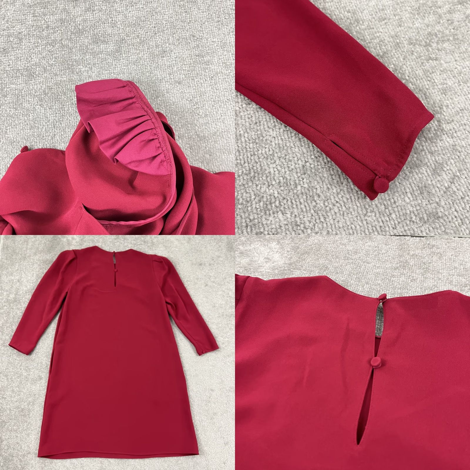 Vintage Lafayette 148 New York Dress Womens Medium Red Knee Length Puff Sleeve Acetate Size M / US 6-8 / IT 42-44 - 8 Thumbnail