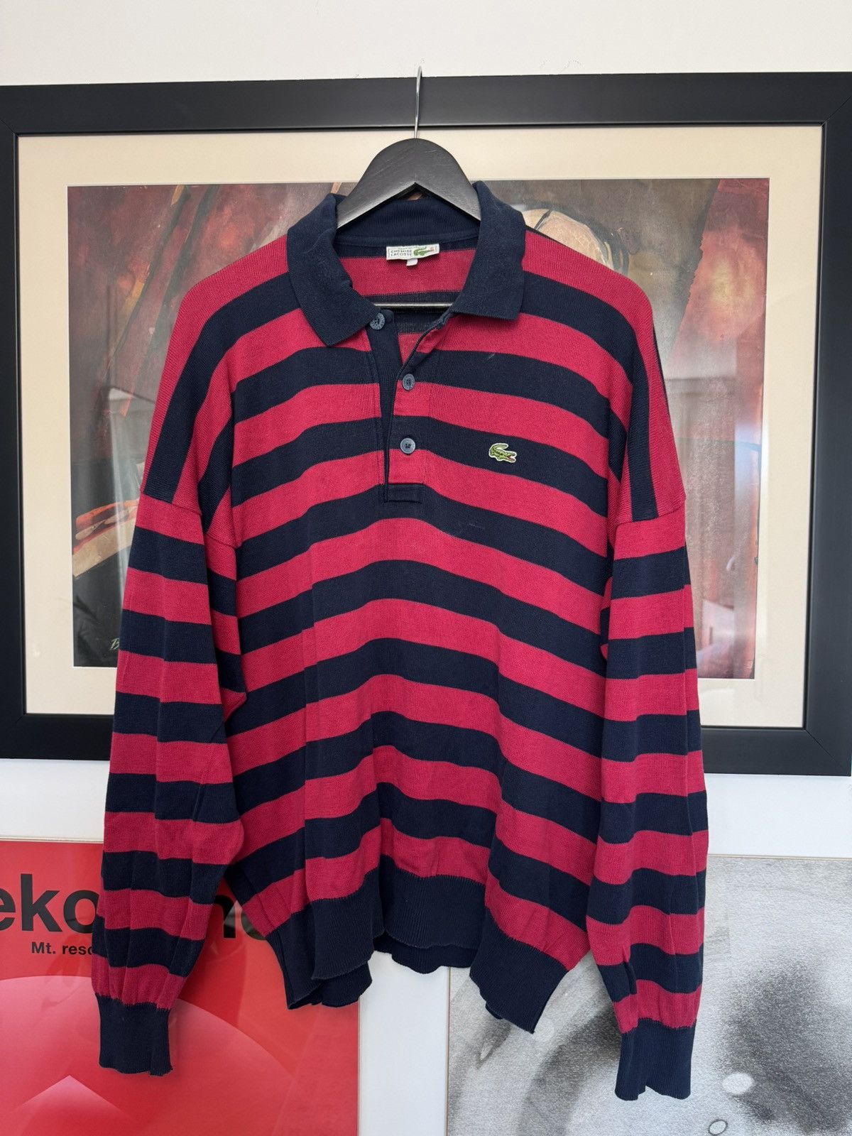 Lacoste Lacoste Vintage Sweater Striped Red Black Krueger Horror Size US XL / EU 56 / 4 - 1 Thumbnail