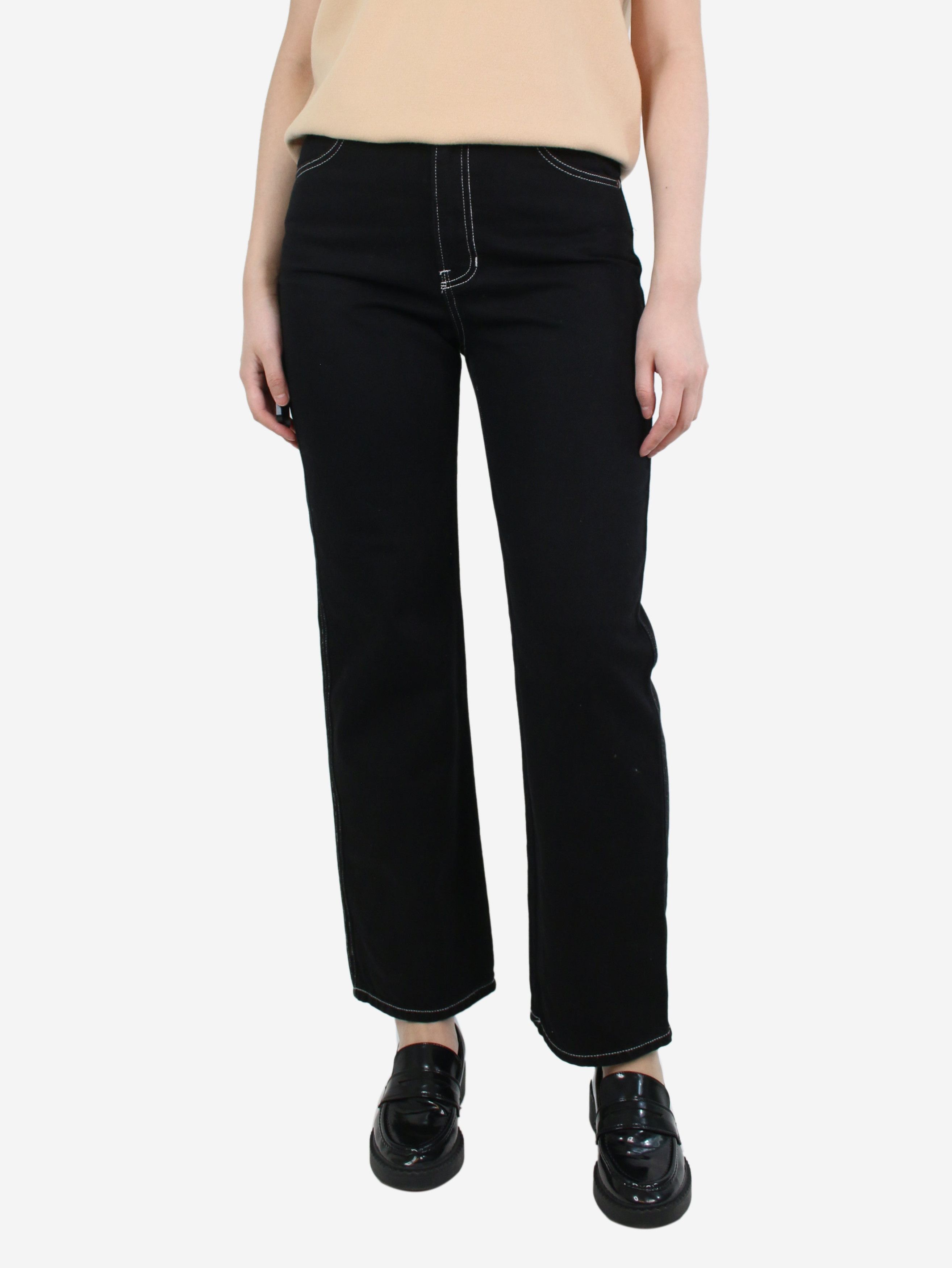 image of Reformation Black Cowboy High-Rise Straight Jeans - Size Uk 8, Women's