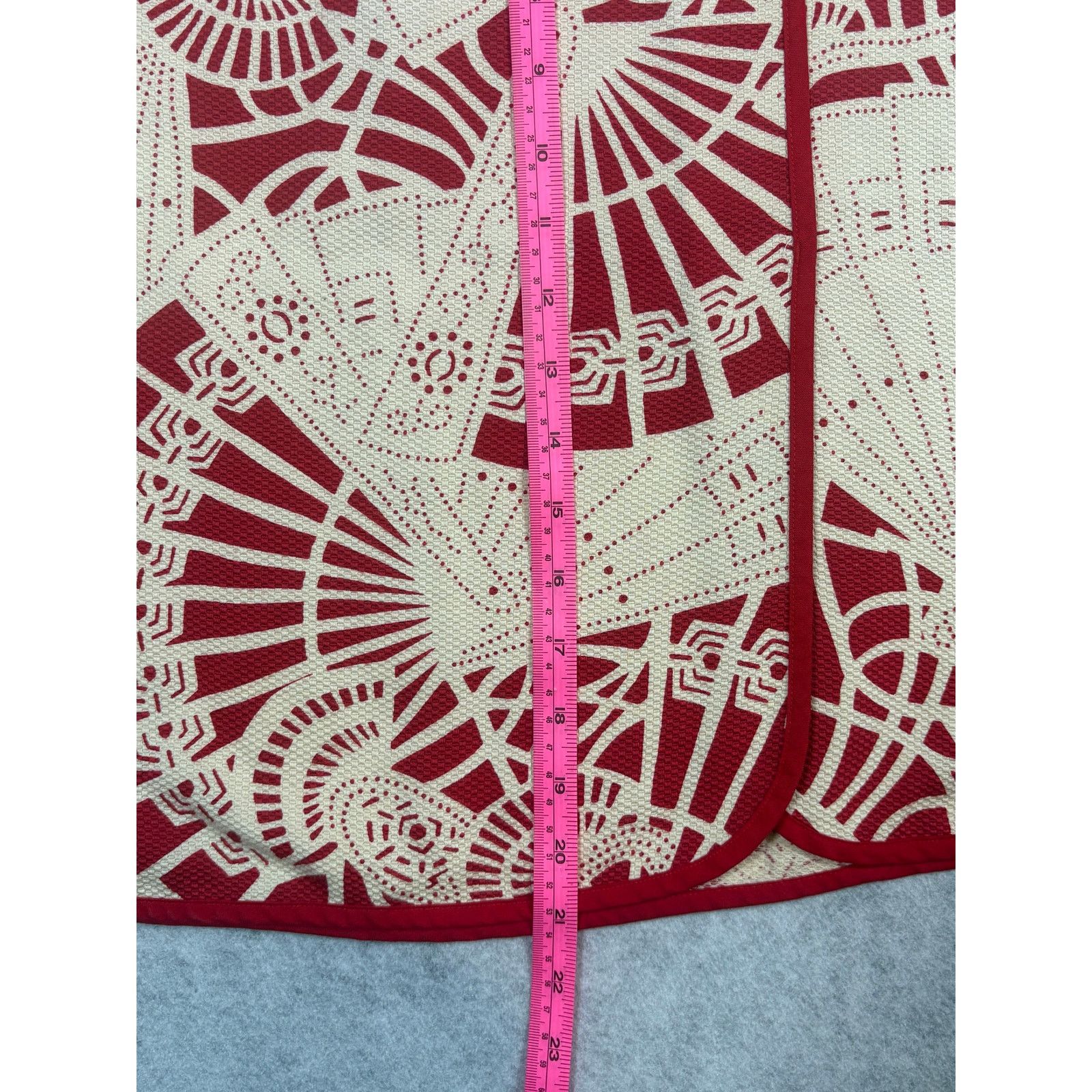 Other Beth Bowley Red Cream Fan Print Wrap Style, Unique #0526 Size 30" / US 8 / IT 44 - 6 Thumbnail