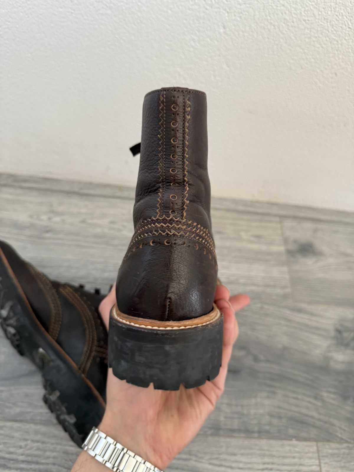 Givenchy Brown Brogue Combat Boots with Lug Sole Size US 7 / EU 40 - 15 Thumbnail