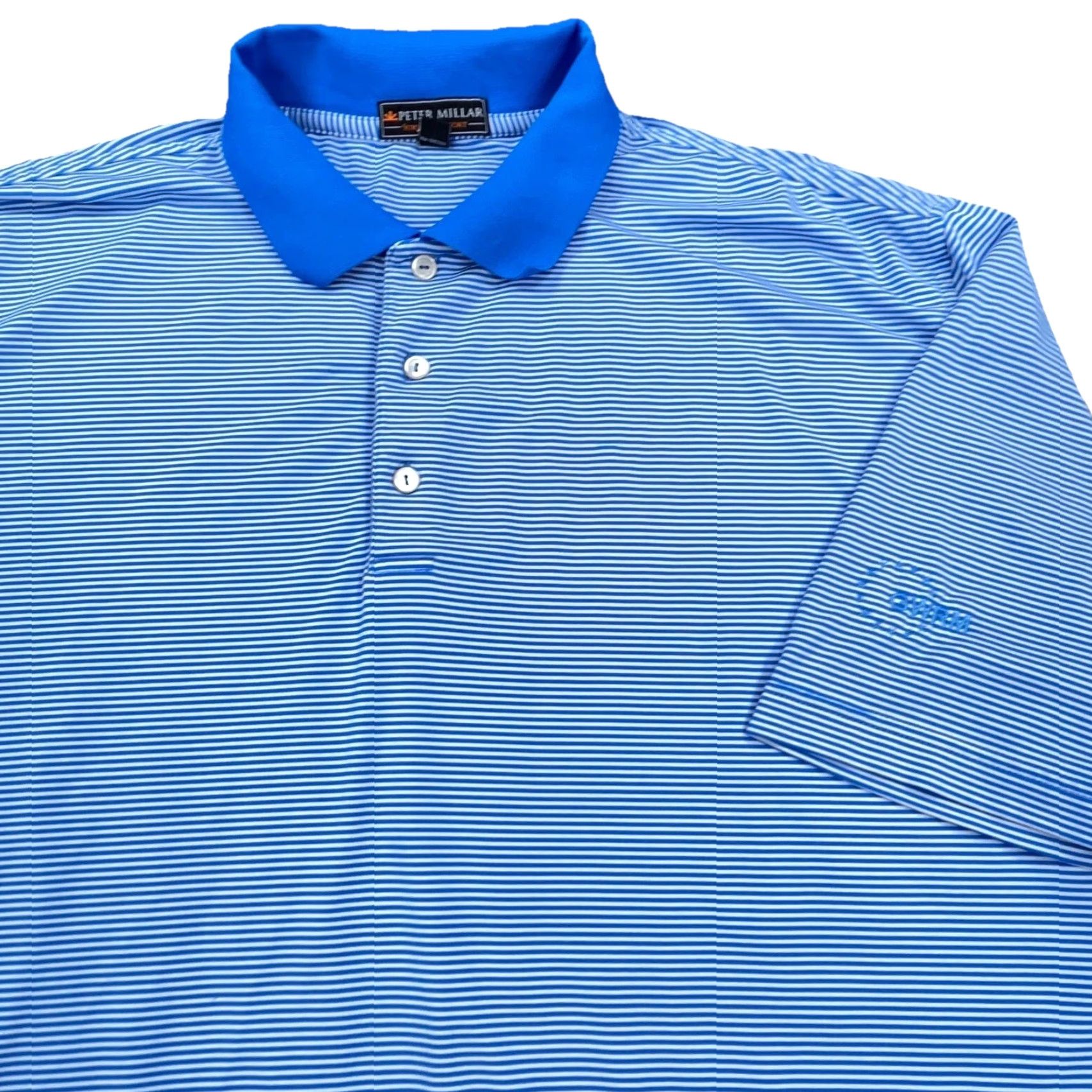 Peter Millar VINTAGE Peter Millar Polo Shirt Men XL Blue Stripe Summer Comfort Performance Golf Adult Size US XL / EU 56 / 4 - 2 Thumbnail