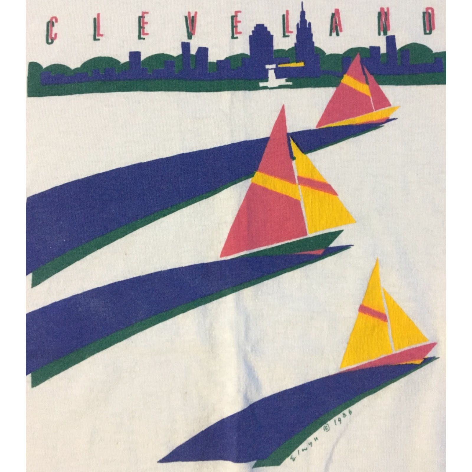 Vintage VINTAGE Cleveland Sailing Shirt M L Single Stitch USA Boat Nautical Sea Art 90s Size US L / EU 52-54 / 3 - 2 Thumbnail