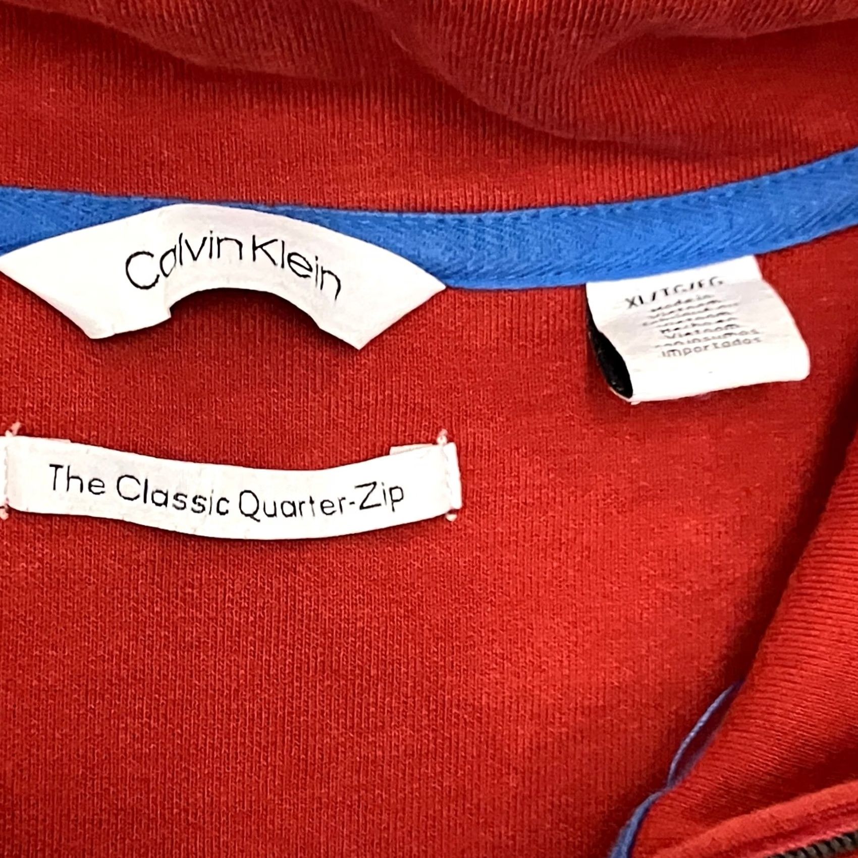 Calvin Klein Calvin Klein Sweatshirt Mens XL Red 1/4 Zip CK Logo Pullover Jumper Shirt Size US XL / EU 56 / 4 - 4 Thumbnail