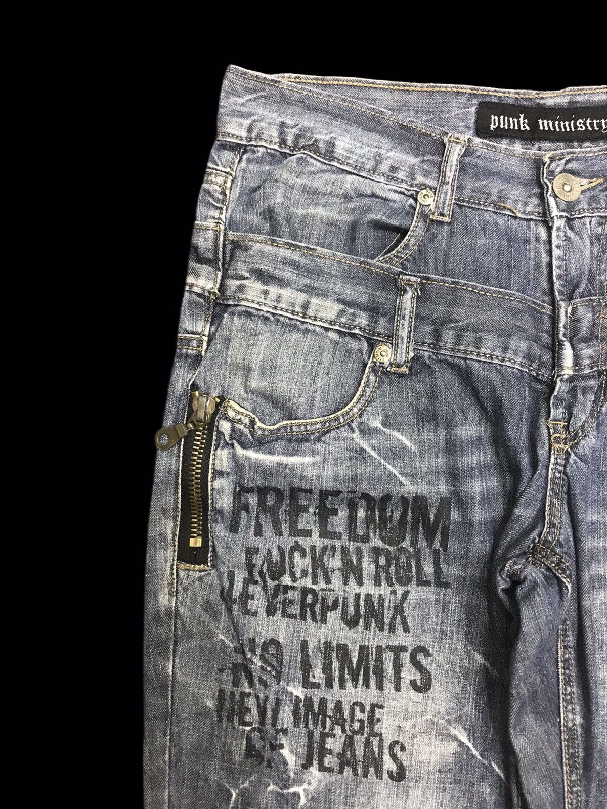 Seditionaries 💥DOUBLE WAIST💥PUNK MINSTRY DOUBLE WAIST LIGHT DENIM F324 Size US 32 / EU 48 - 5 Thumbnail