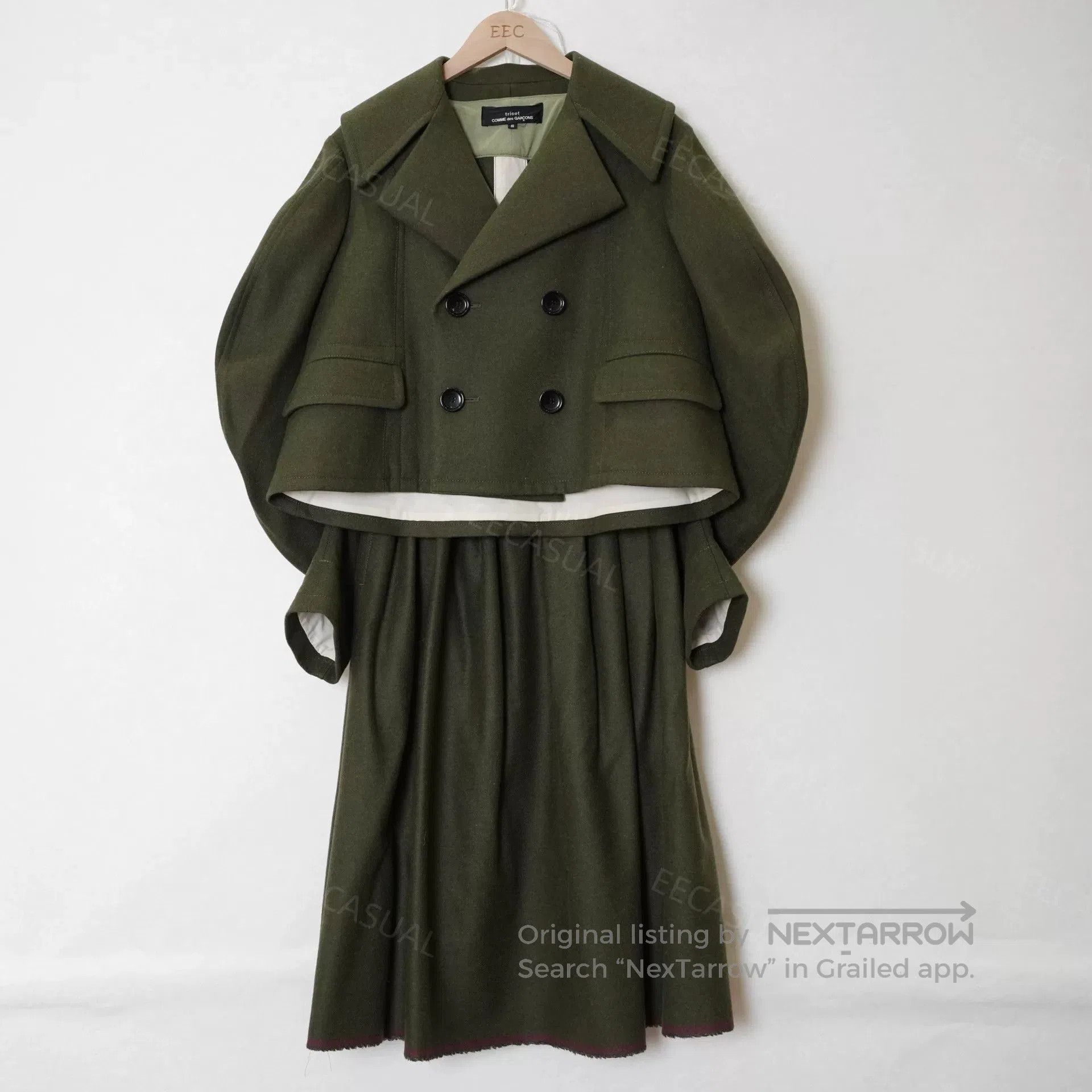 CDG by Comme des Garcons CDG Green Wool Midi Skirt Set. Size 25" / US 0 / IT 36 - 4 Thumbnail