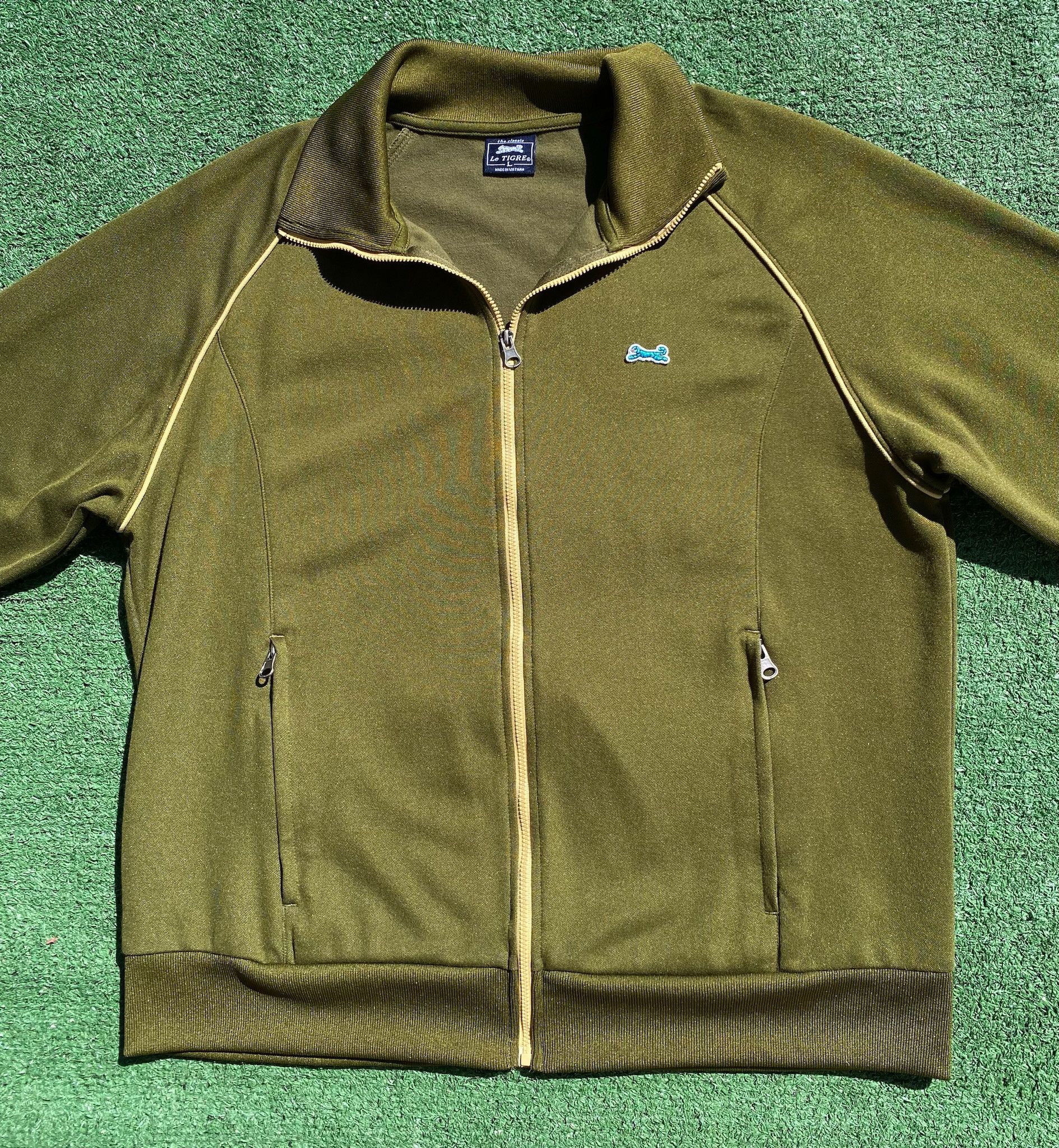 Le TIGRE Le Tigre Olive Green Blue Tiger Full Zip Track Jacket Large Size US L / EU 52-54 / 3 - 3 Thumbnail