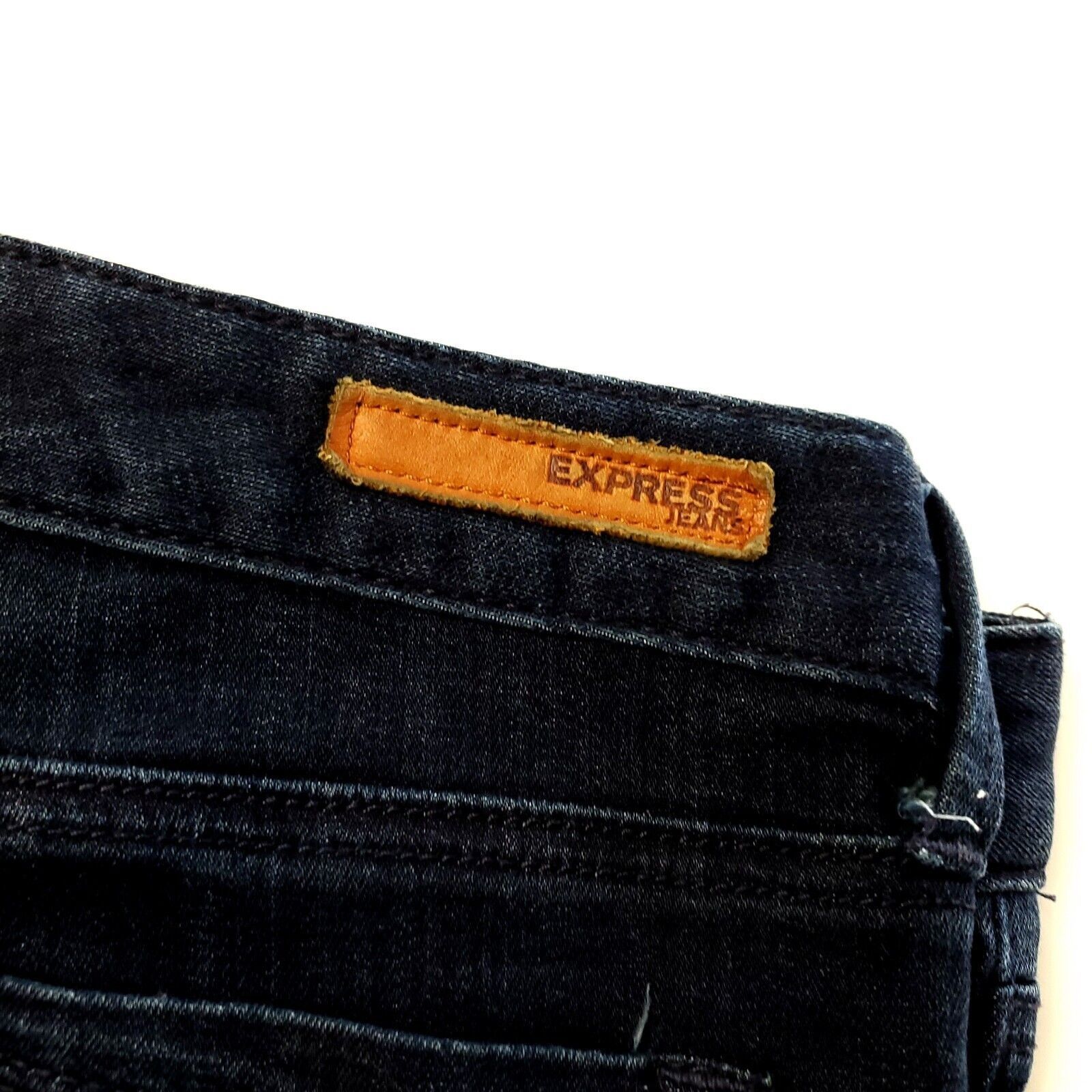 Express Express Legging Stella Low Rise Dark Blue Whisker Denim Jean Size 30" / US 8 / IT 44 - 2 Thumbnail