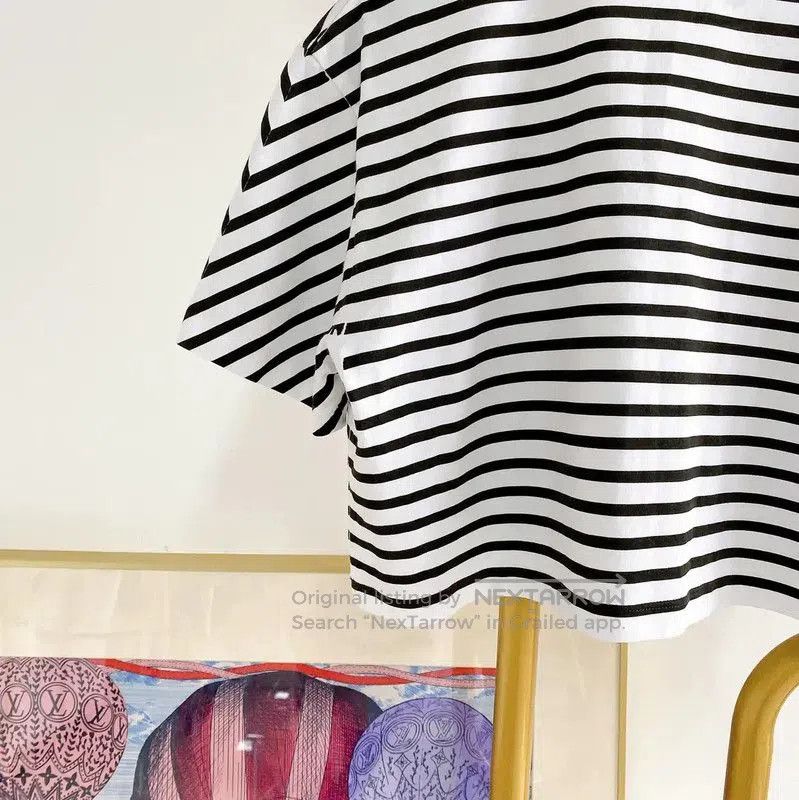 Miu Miu Miu Miu Black and White Striped Crop T-Shirt . Size S / US 4 / IT 40 - 5 Thumbnail