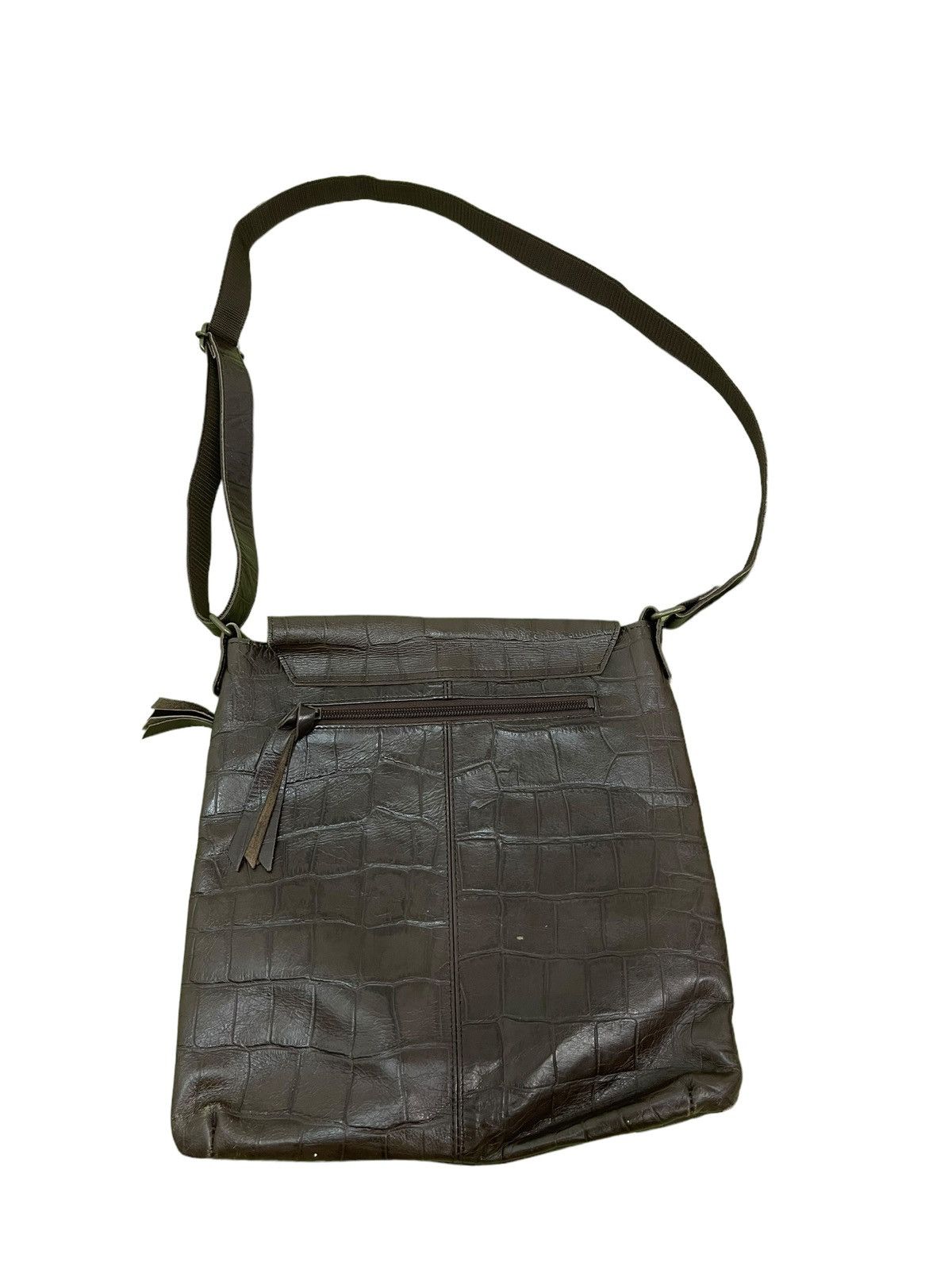 Genuine Leather Crocodile Embossed Full Leather Tumugu Cross Body Bag 3🟩 Size ONE SIZE - 11 Thumbnail