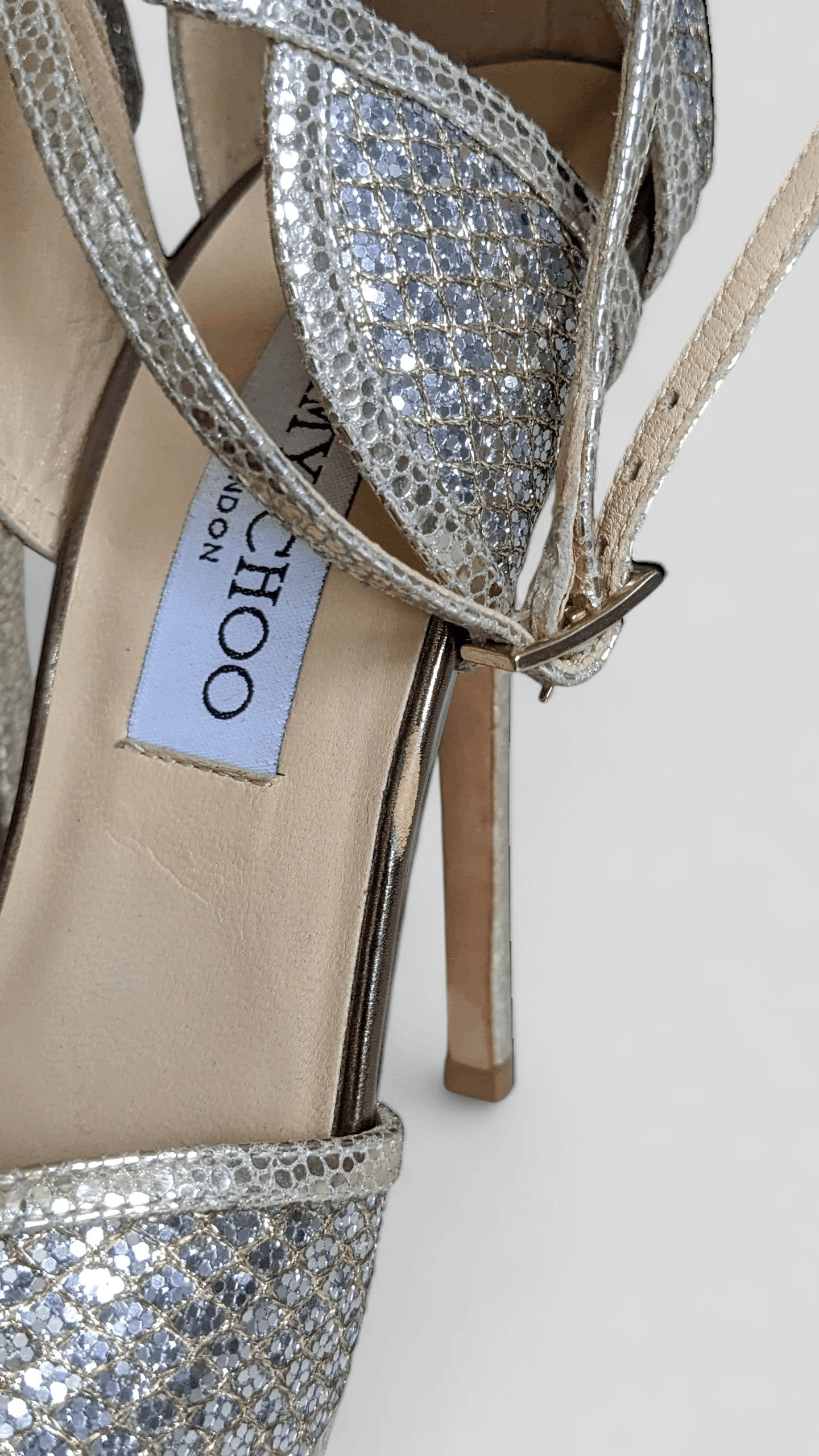 Jimmy Choo Jimmy Choo Glitter Strappy High Heel Sandals – Size 37.5 Size US 7.5 / IT 37.5 - 8 Thumbnail