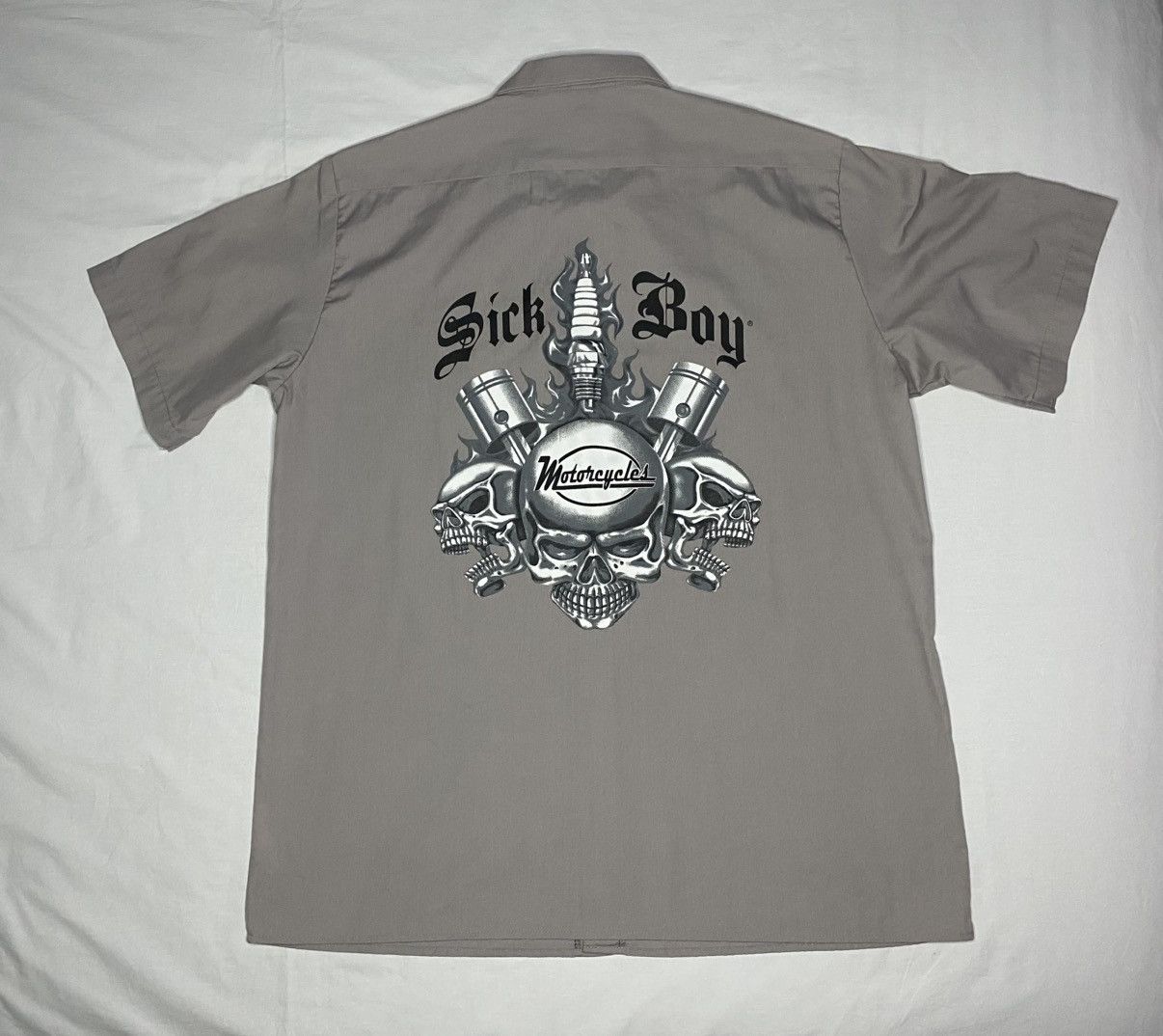 Dickies Men’s Sick Boy Motorcycles Button Down Gray Men’s XL Shirt Size US XL / EU 56 / 4 - 1 Thumbnail