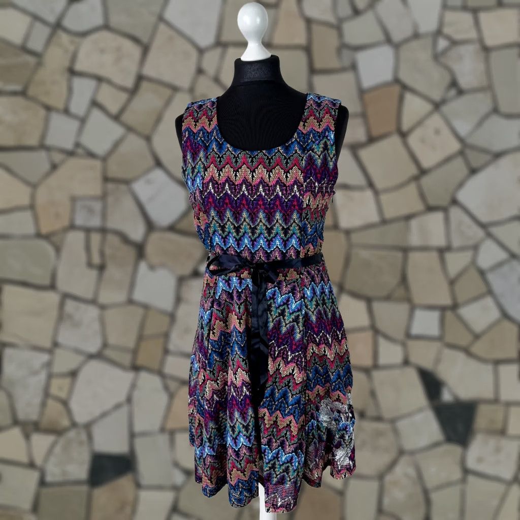Desigual Desigual Dress WOMEN L Multicoloured A-Line Knee Length Zigzag Pattern - Dress Style, Regular, 100% Genuine, Very Good Condition, Size L Womens Size L / US 10 / IT 46 - 1 Thumbnail