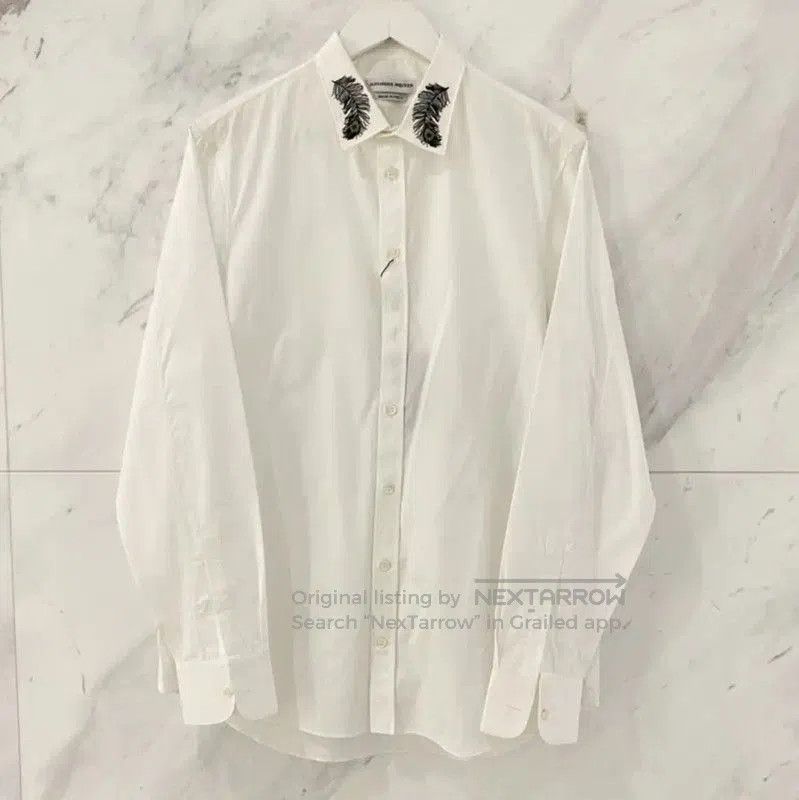Alexander McQueen Alexander McQueen White Cotton Long Sleeve Shirt . Size US L / EU 52-54 / 3 - 1 Thumbnail