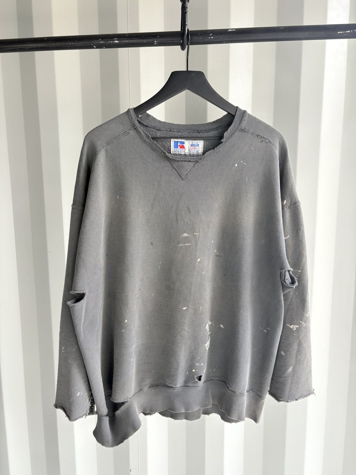 Vintage Vintage Thrashed Distressed Faded Sweatshirt Grunge Boxy Size US XL / EU 56 / 4 - 2 Thumbnail