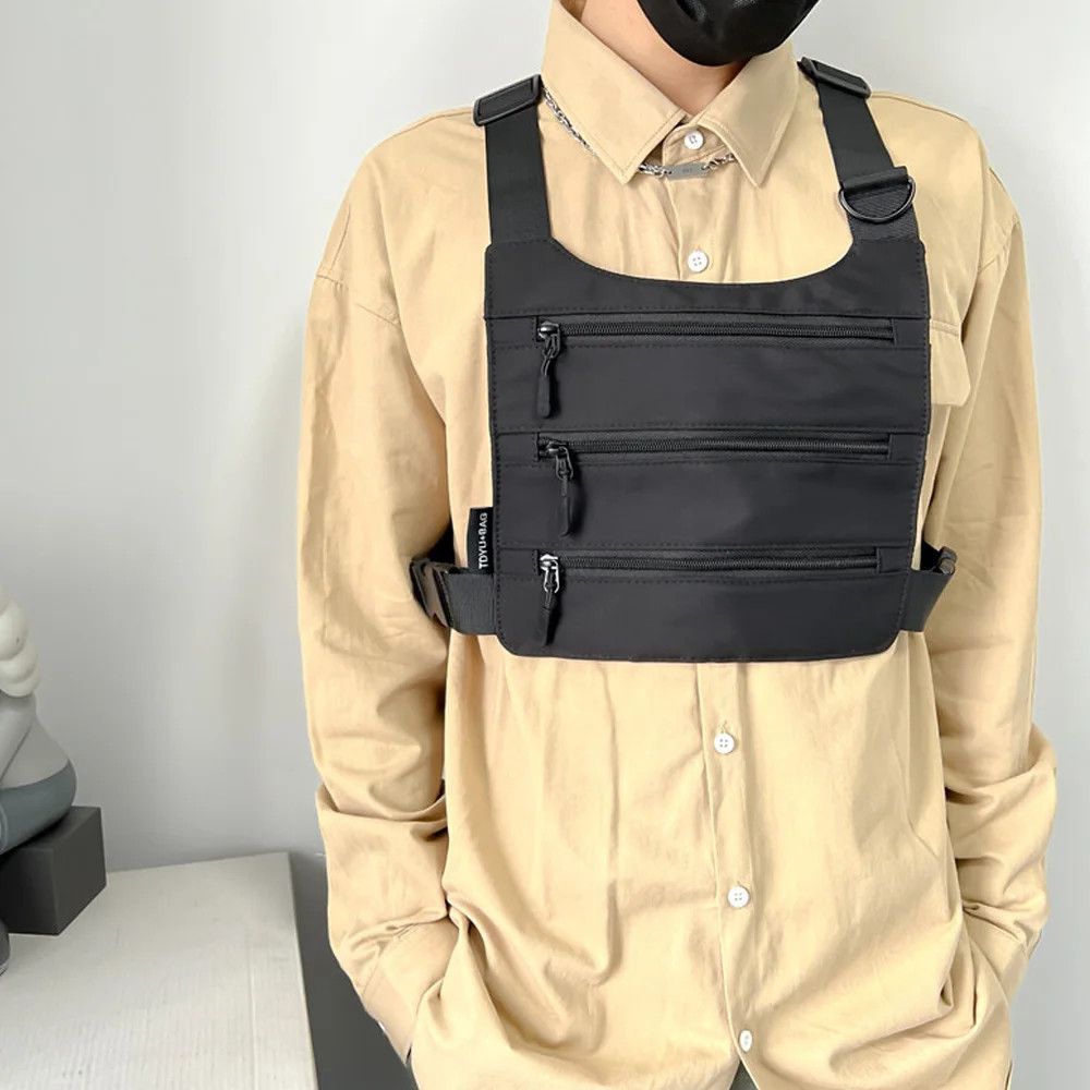 Japanese Brand chest Fanny pack streetwear large capacity tactical vest bag Size ONE SIZE - 1 Thumbnail